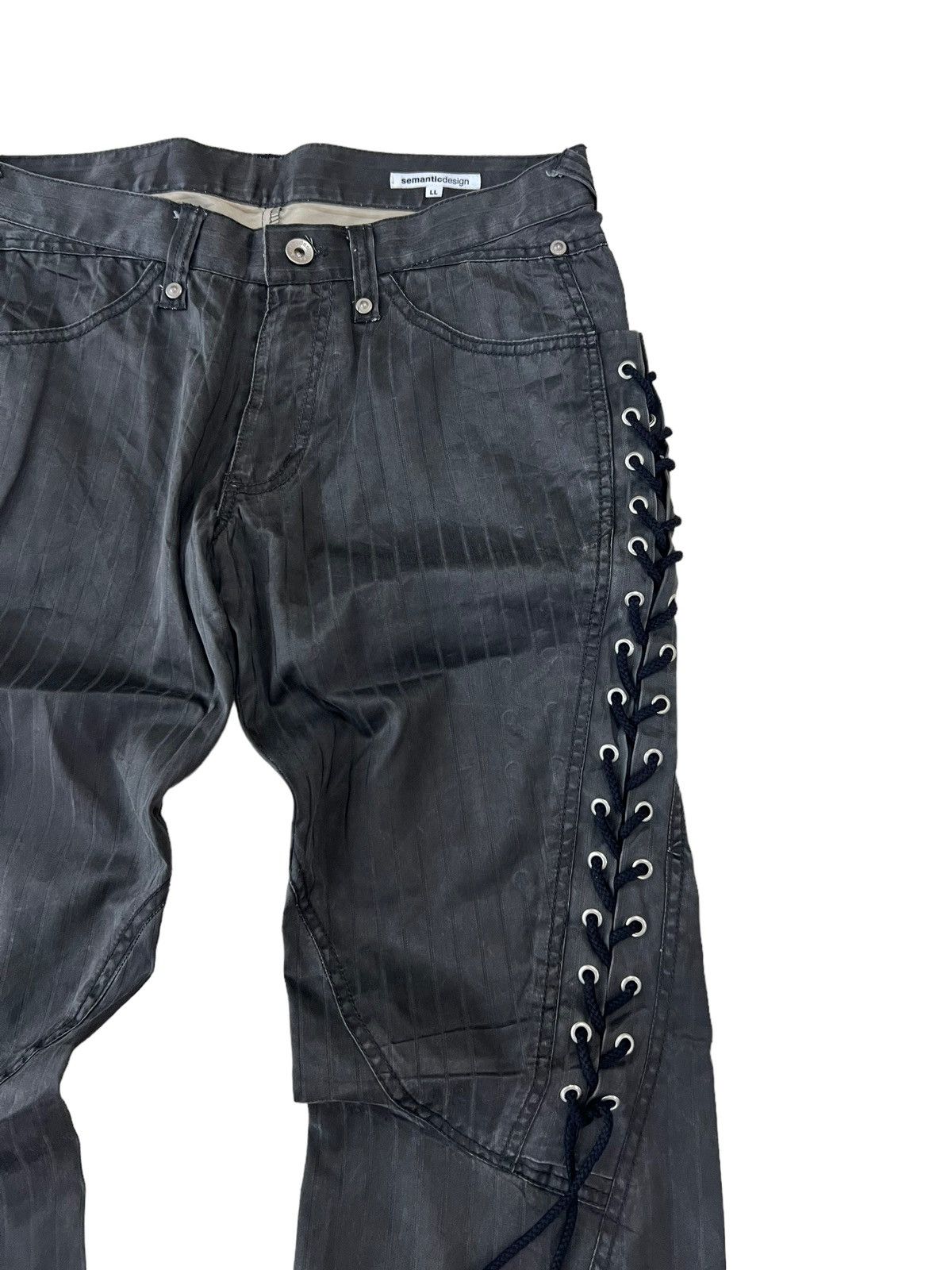 Japanese Brand Semantic Design Spiral Cut Flared Lace Up Jeans Size US 32 / EU 48 - 7 Thumbnail