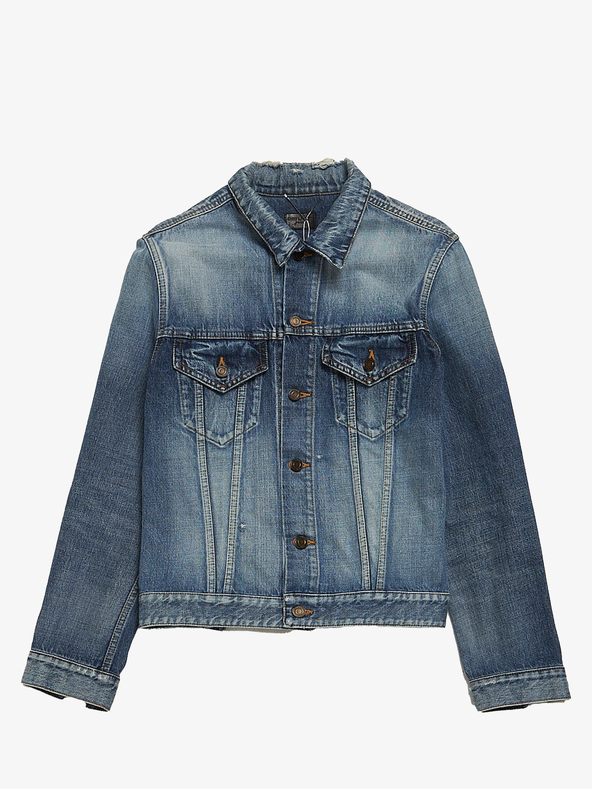 Saint Laurent Paris Blue Washed Distressed 46Denim Cotton Jacket Size US XL / EU 56 / 4 - 1 Thumbnail