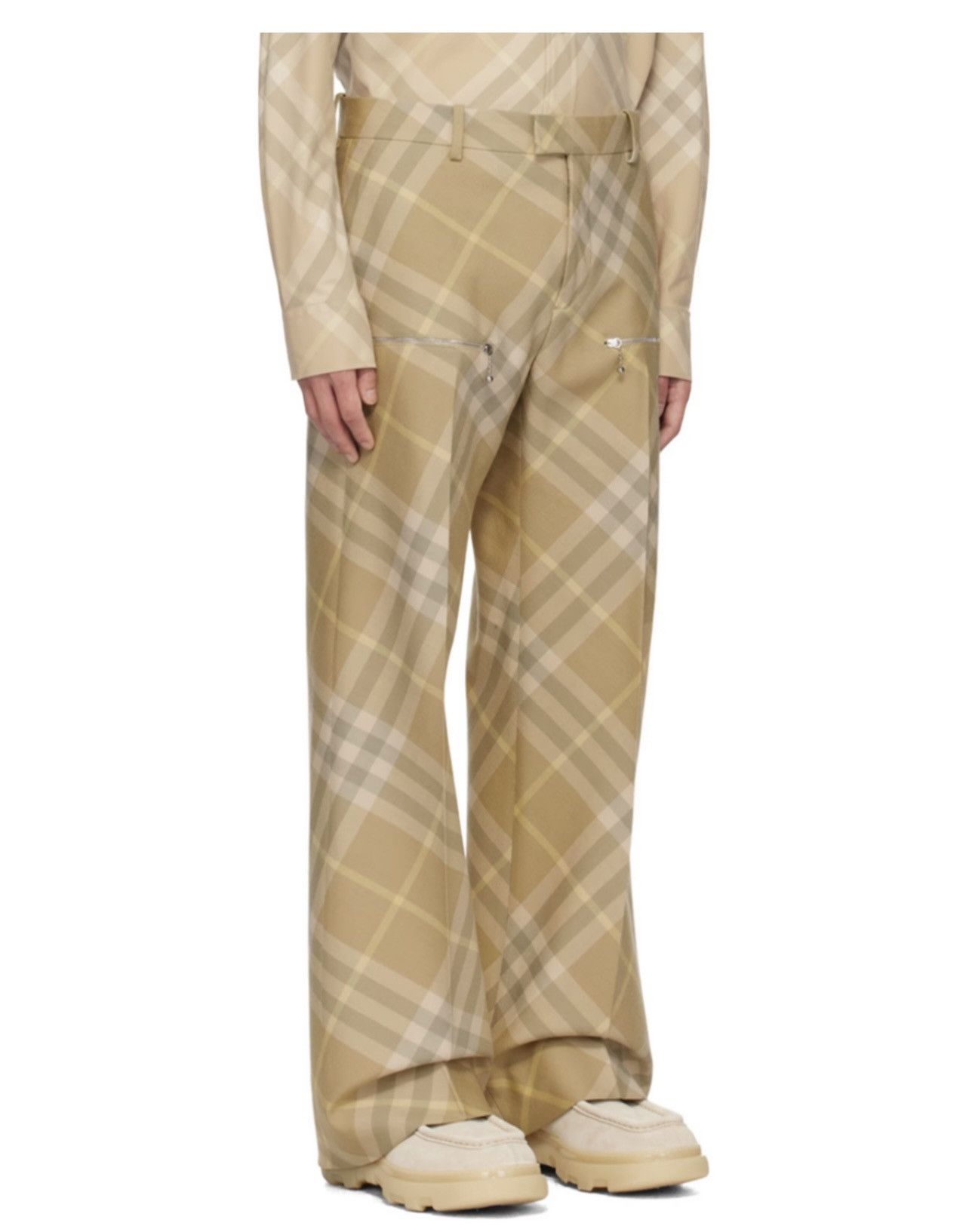 Burberry Burberry Beige Check Trousers Size 34R - 1 Thumbnail