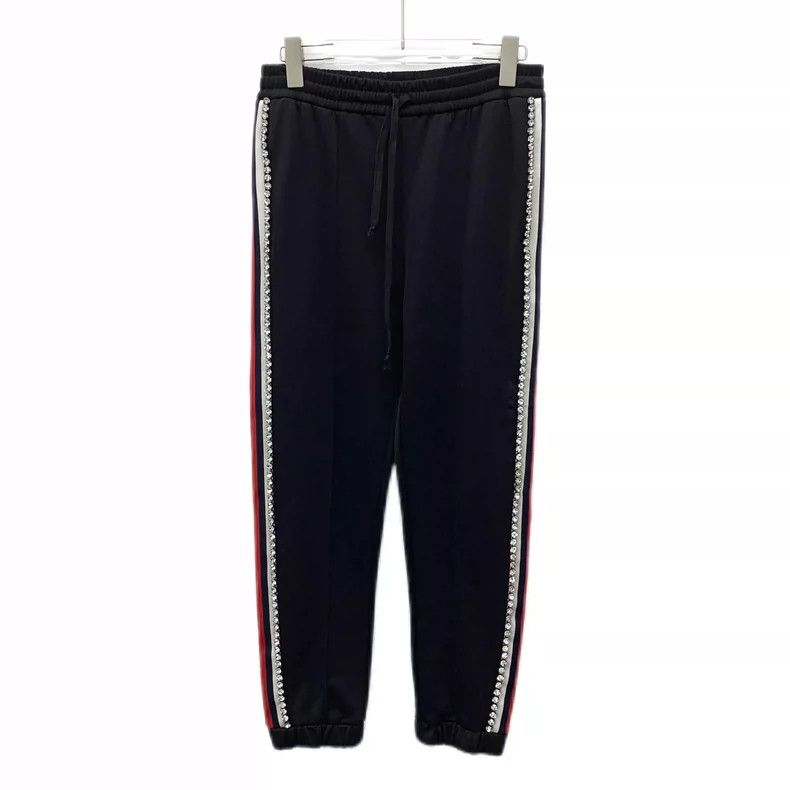 Gucci Gucci Size S Black side striped diamond drawstring casual Size US 29 - 1 Thumbnail