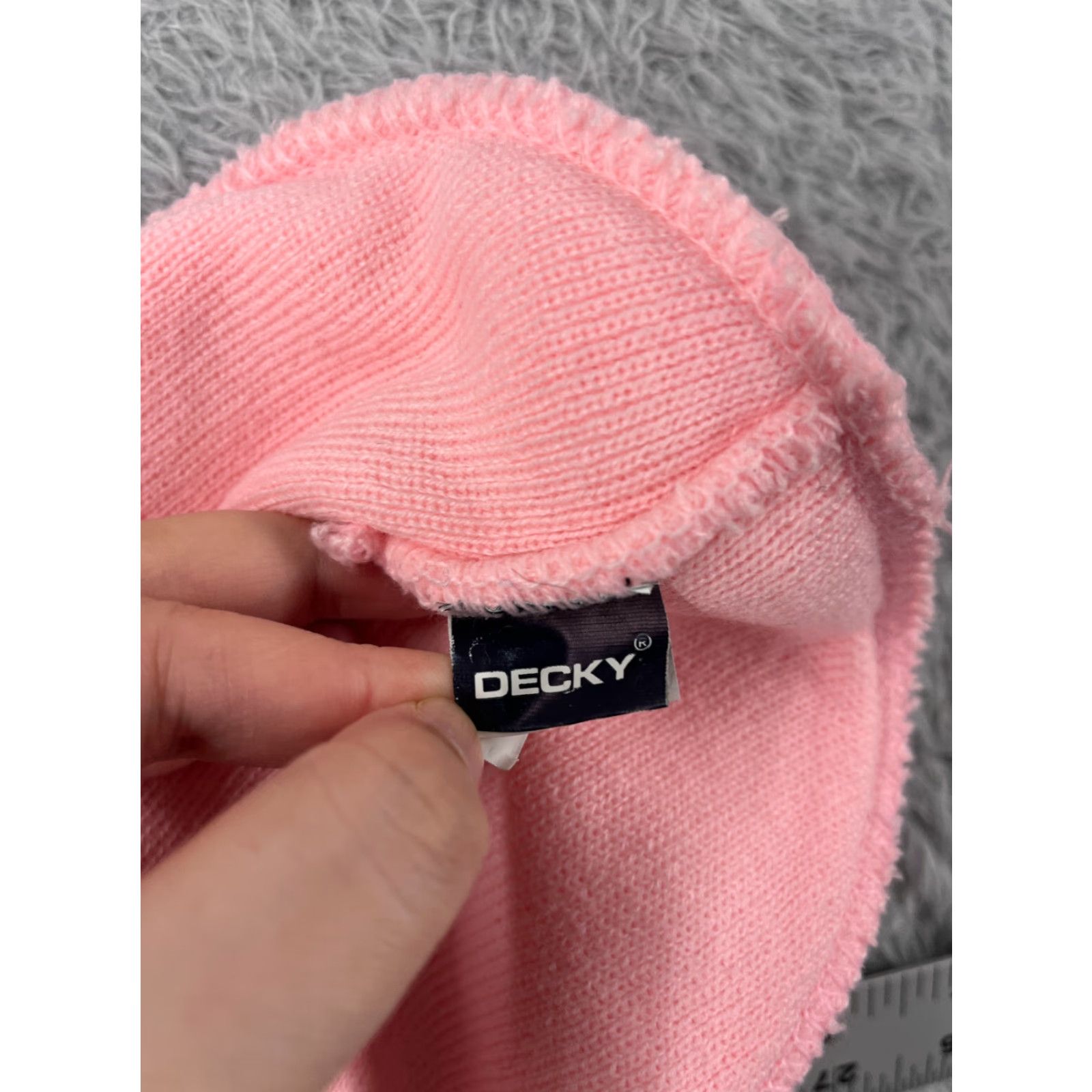 Vintage Decky Beanie Toque Adult One Size Pink Knit 100% Acrylic McMaster Electric Co. (Hat/Cap) Size ONE SIZE - 7 Thumbnail