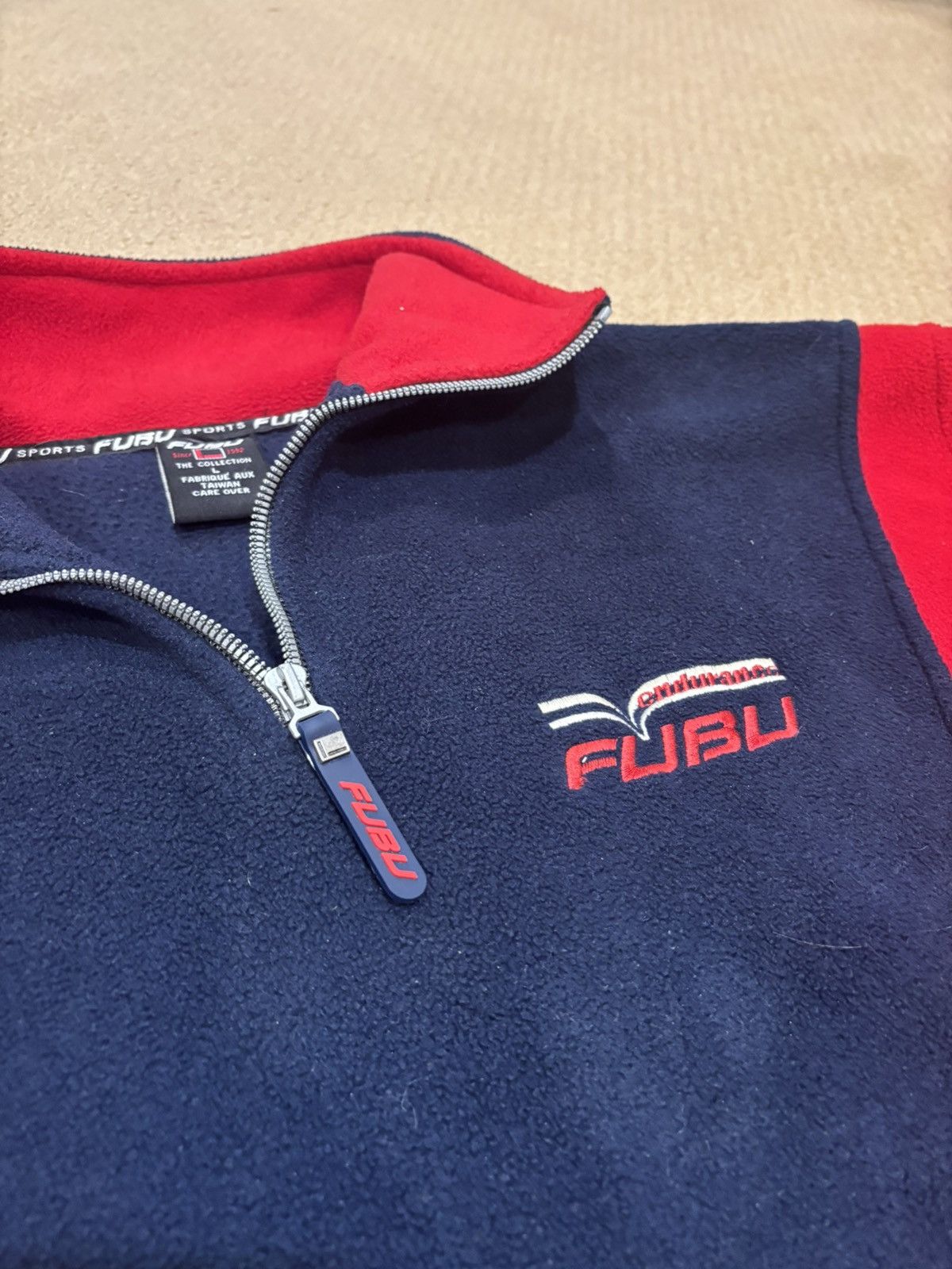 Fubu FUBU Sport red & navy cotton quarter-zip Size US L / EU 52-54 / 3 - 5 Thumbnail