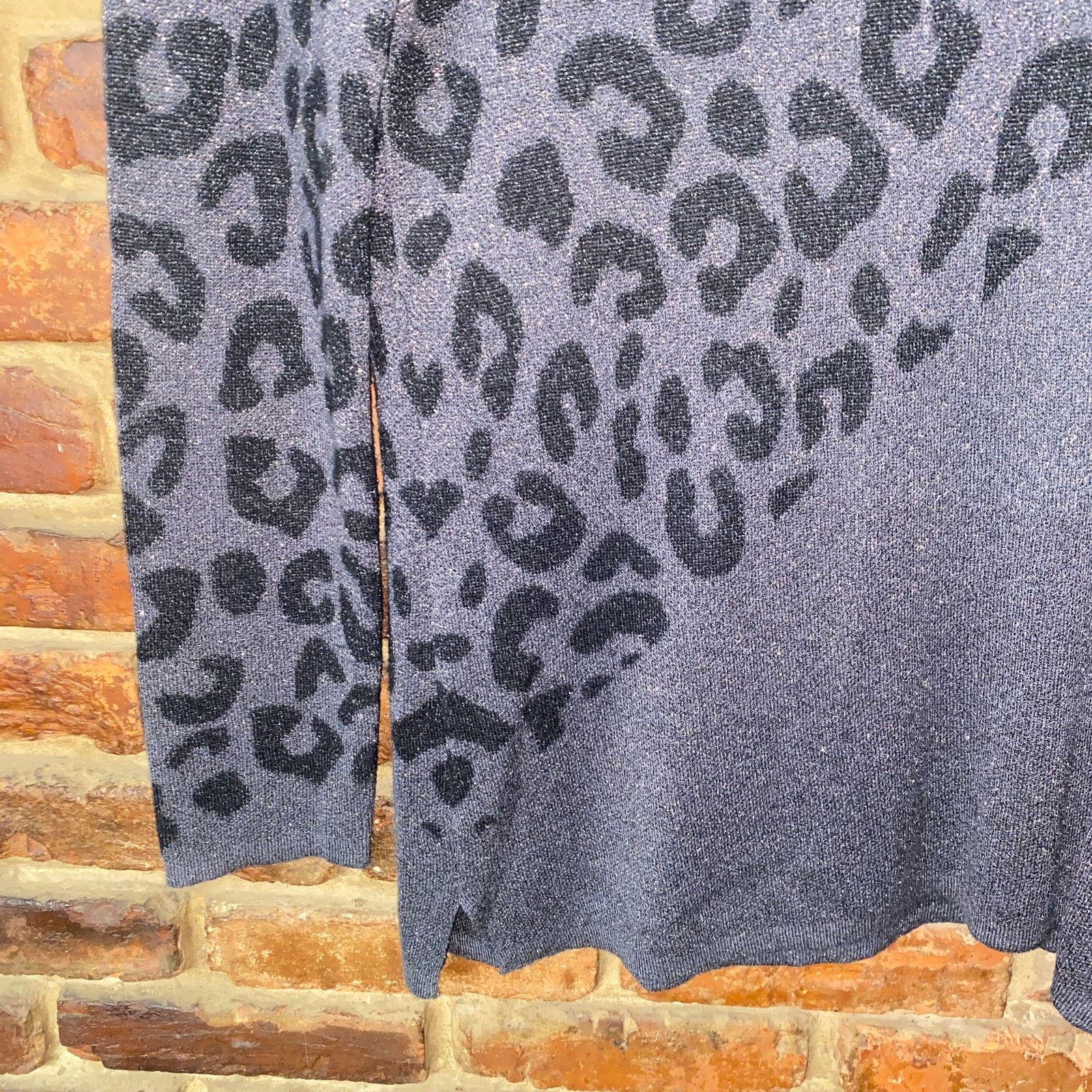 Chicos Chico's Black Gray Silver Metallic Leopard Sweater Medium Size M / US 6-8 / IT 42-44 - 3 Thumbnail