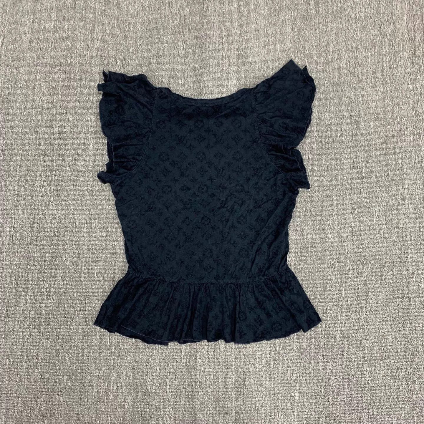 Louis Vuitton LV Navy Blue Allover Knit Short Sleeve M S 95 New Size S / US 4 / IT 40 - 2 Thumbnail