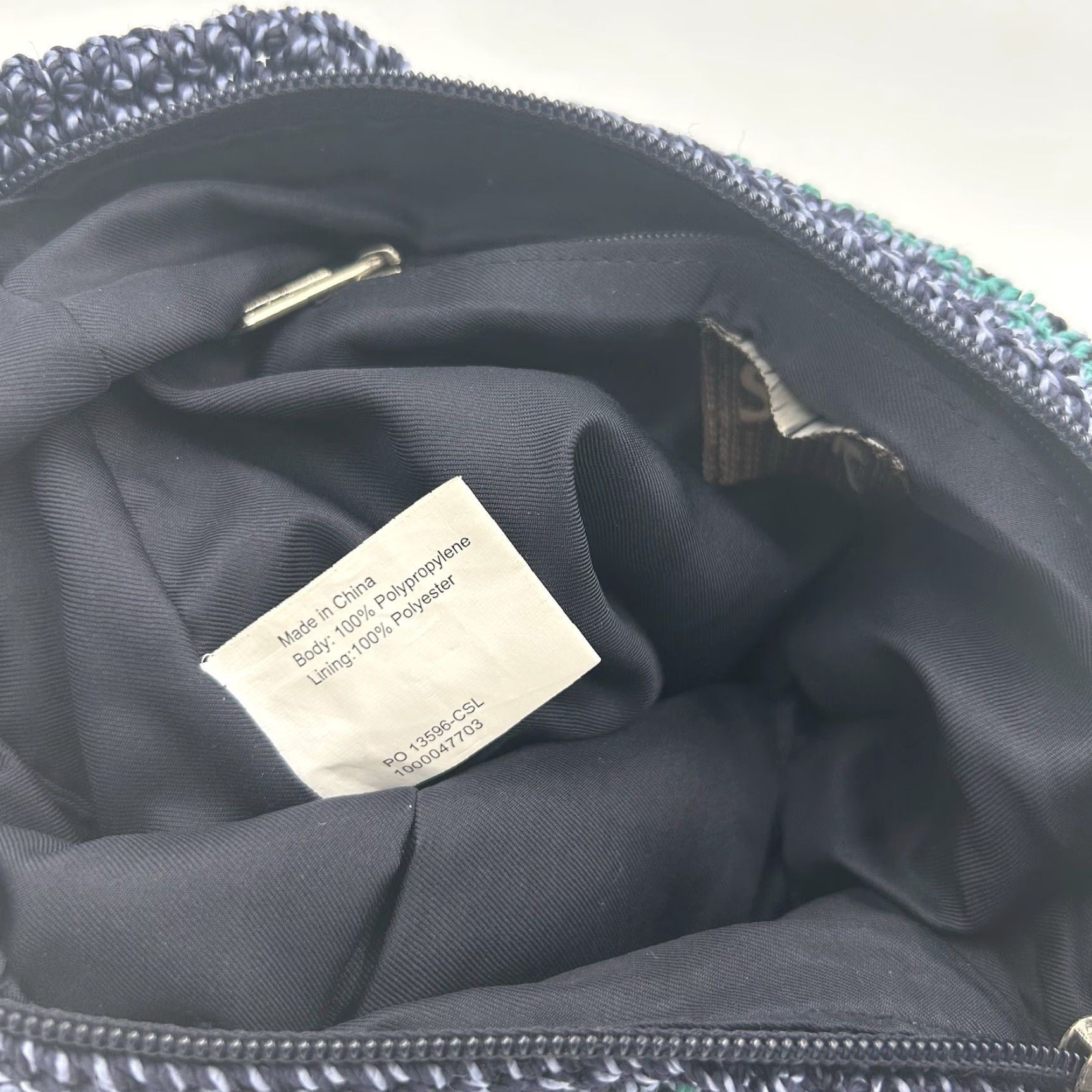 The Sak VINTAGE The Sak Crocheted Blue Multi Shoulder Handbag Zipper Adjustable Strap Pockets Size ONE SIZE - 4 Thumbnail