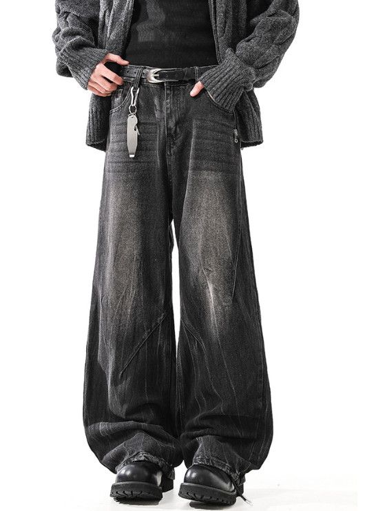 Japanese Brand American retro washed men's cleanfit wide-leg jeans Size US 32 / EU 48 - 1 Thumbnail