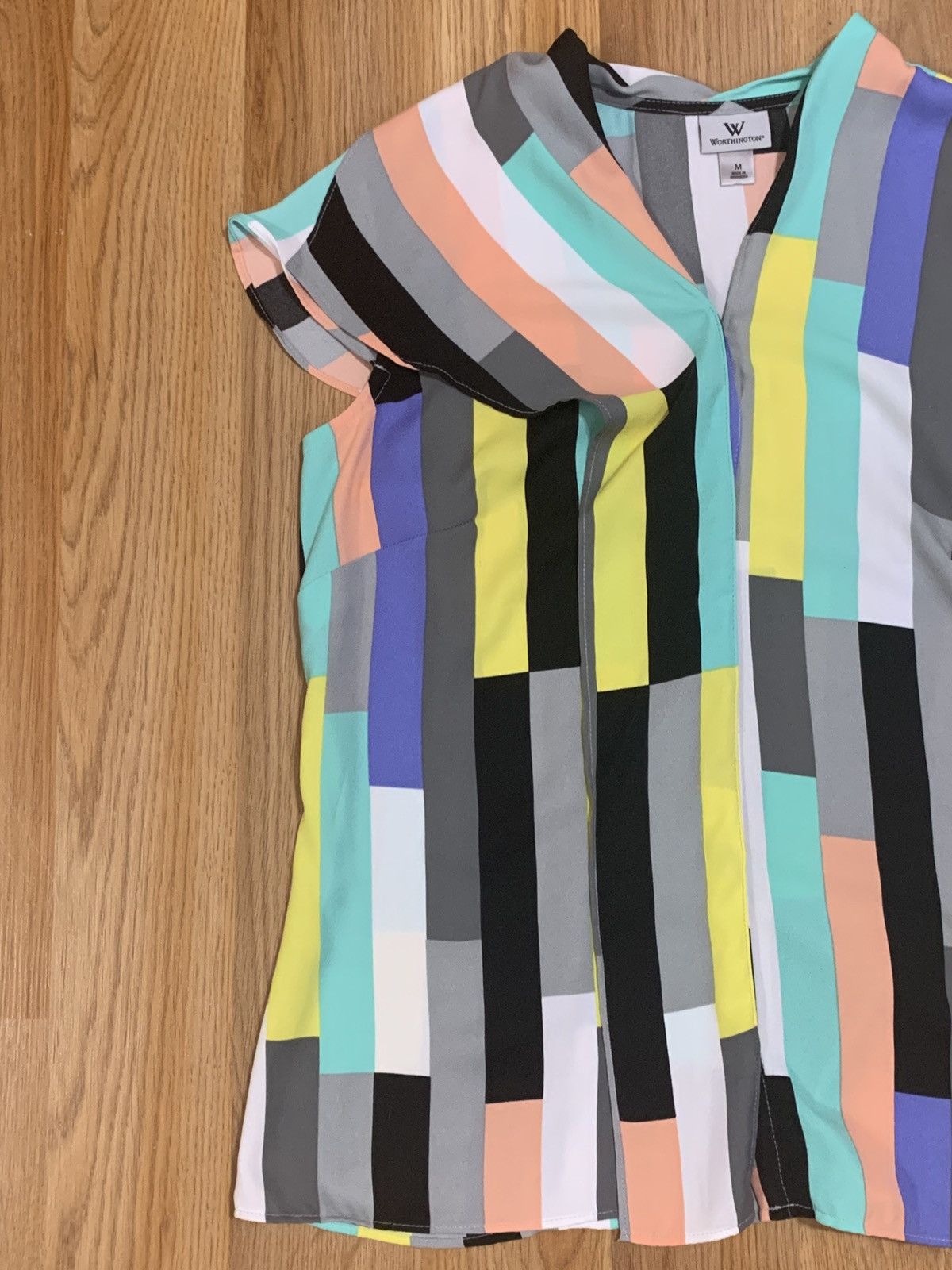 Worthington SzM- Worthington Colorblock Retro Style Button Up Blouse Size M / US 6-8 / IT 42-44 - 4 Thumbnail