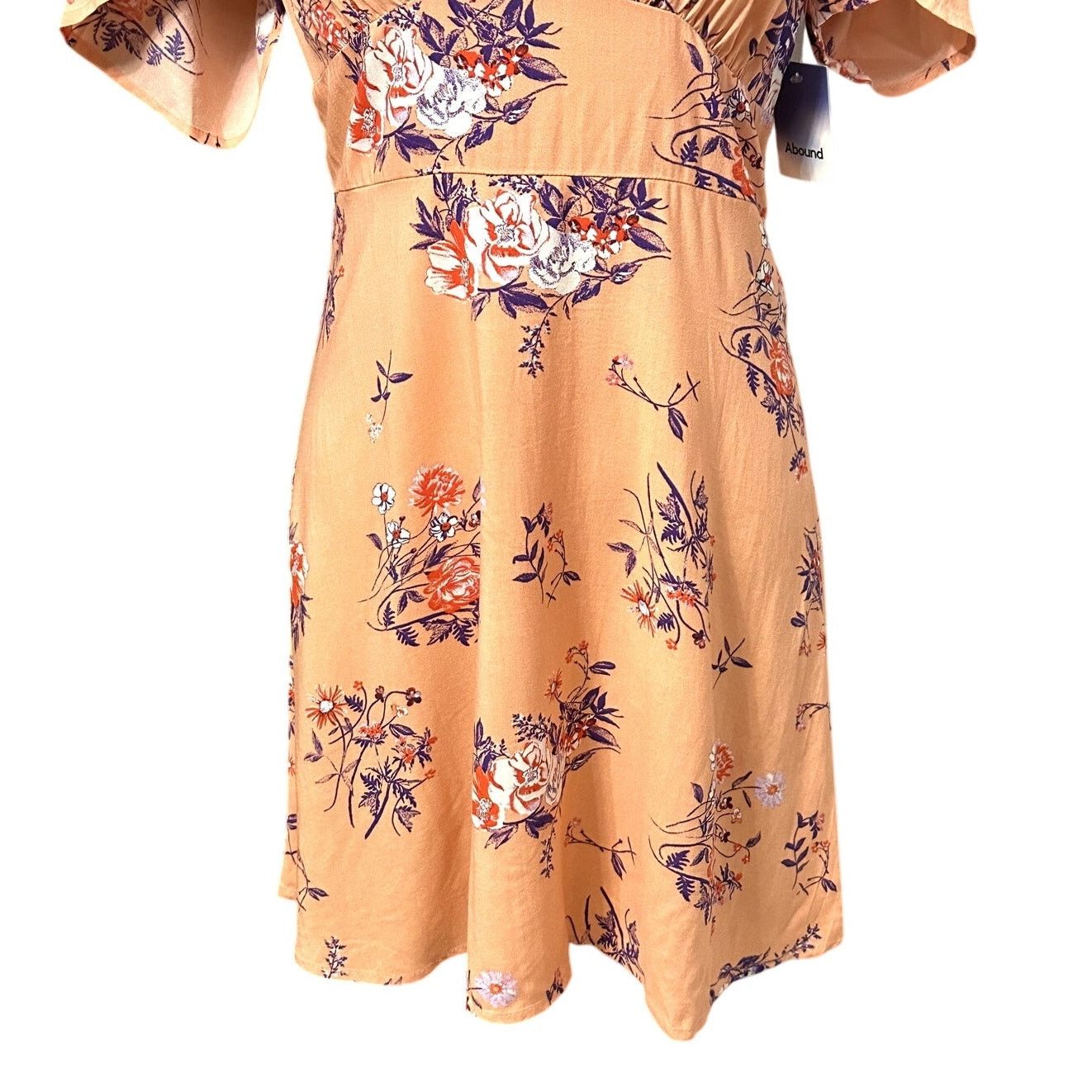 Other Abound Skater Dress Floral Zip Short Sleeve Multi XS NWT Size XS / US 0-2 / IT 36-38 - 4 Thumbnail