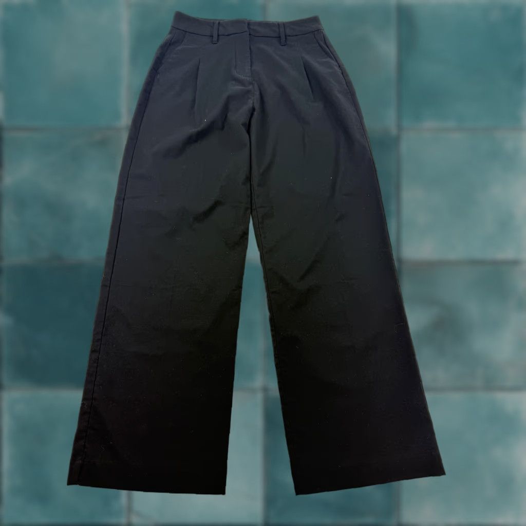 tentree tentree Pants Womens 12 Black Wide Leg Pleated Twill Stretch Dress Work Office Size 34" / US 12 / IT 48 - 1 Thumbnail