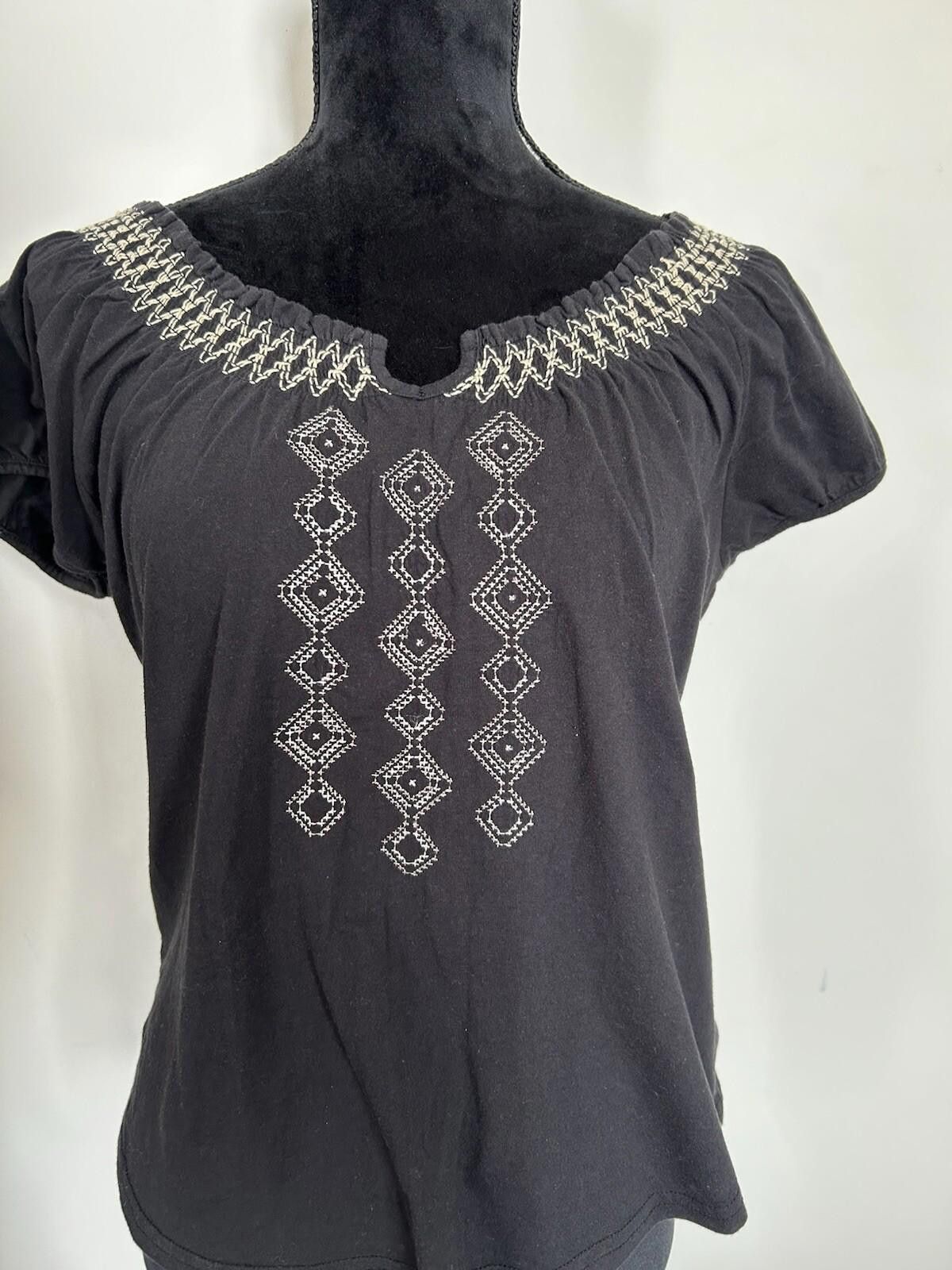 Jagermeister JAG Top Short Sleeve Black Embroidered Cotton Sz M (007/1) Size M / US 6-8 / IT 42-44 - 4 Thumbnail