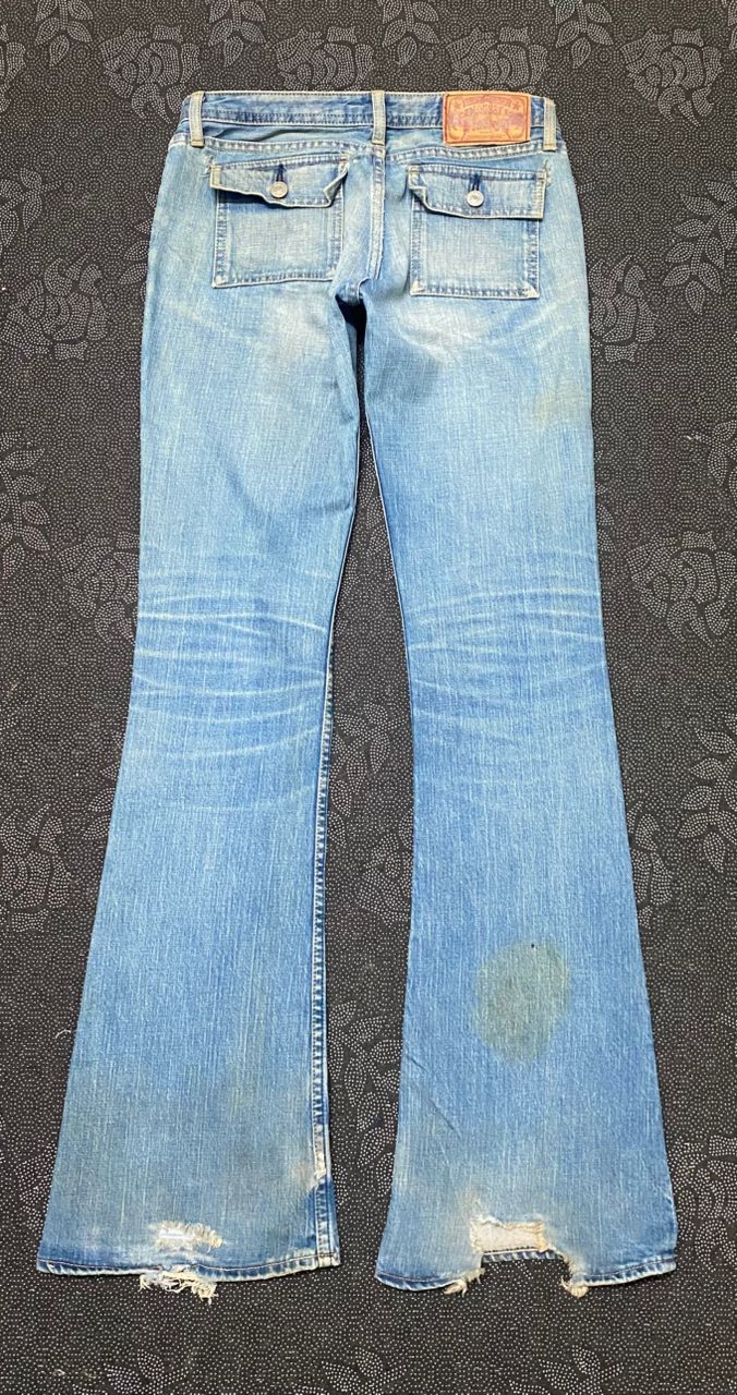 If Six Was Nine 💥FLARE💥VINTAGE MOUSSY JEANS BUSHPANT DISTRESSED DENIM Size US 28 / EU 44 - 2 Thumbnail