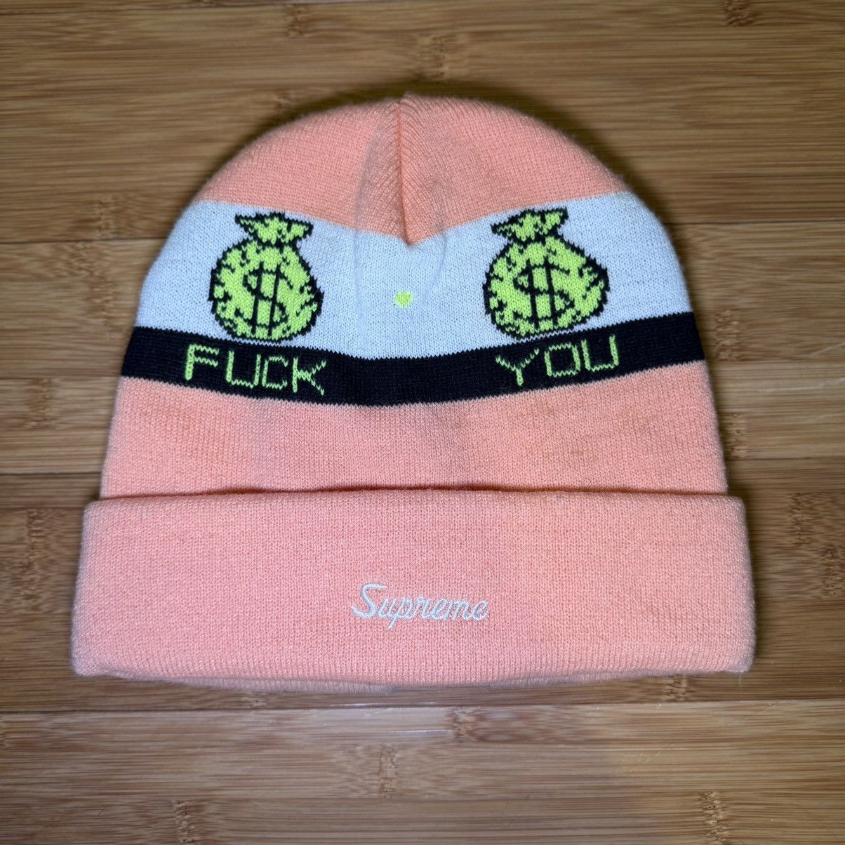 Supreme Supreme Pay Me Beanie Peach FW19 Size ONE SIZE - 1 Thumbnail