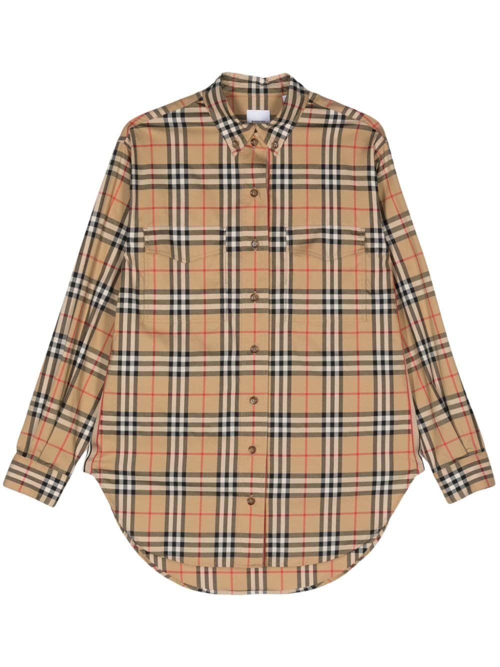 Burberry CHECK MOTIF COTTON SHIRT Size XS / US 0-2 / IT 36-38 - 1 Thumbnail