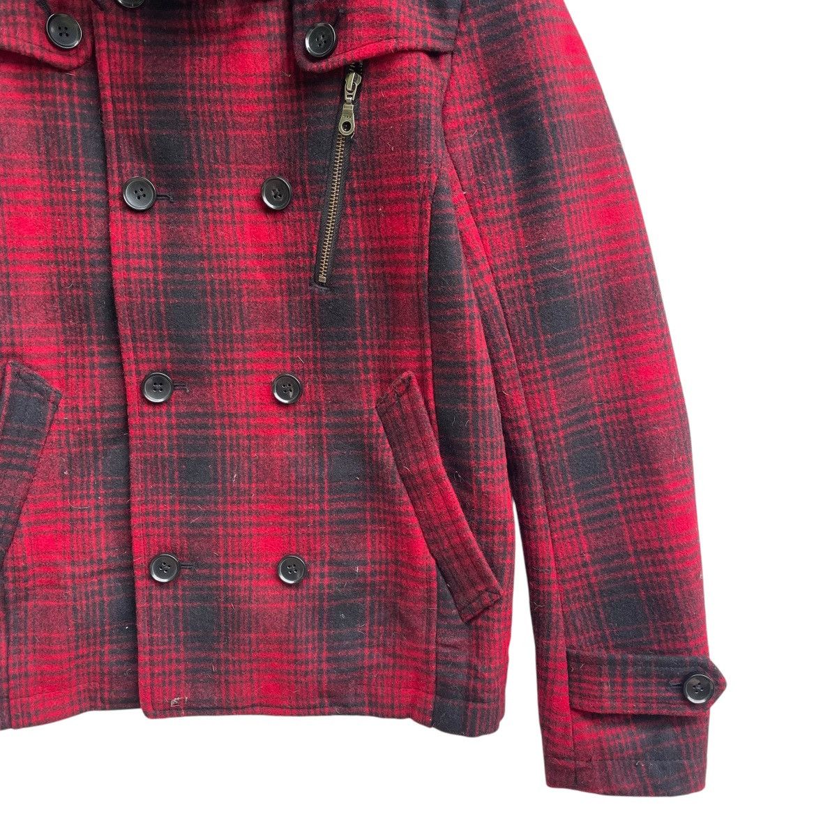 If Six Was Nine 💥Rattle Trap Wool Shaadow Plaid Rabbit Fur Collar Peacoat Size US M / EU 48-50 / 2 - 6 Thumbnail