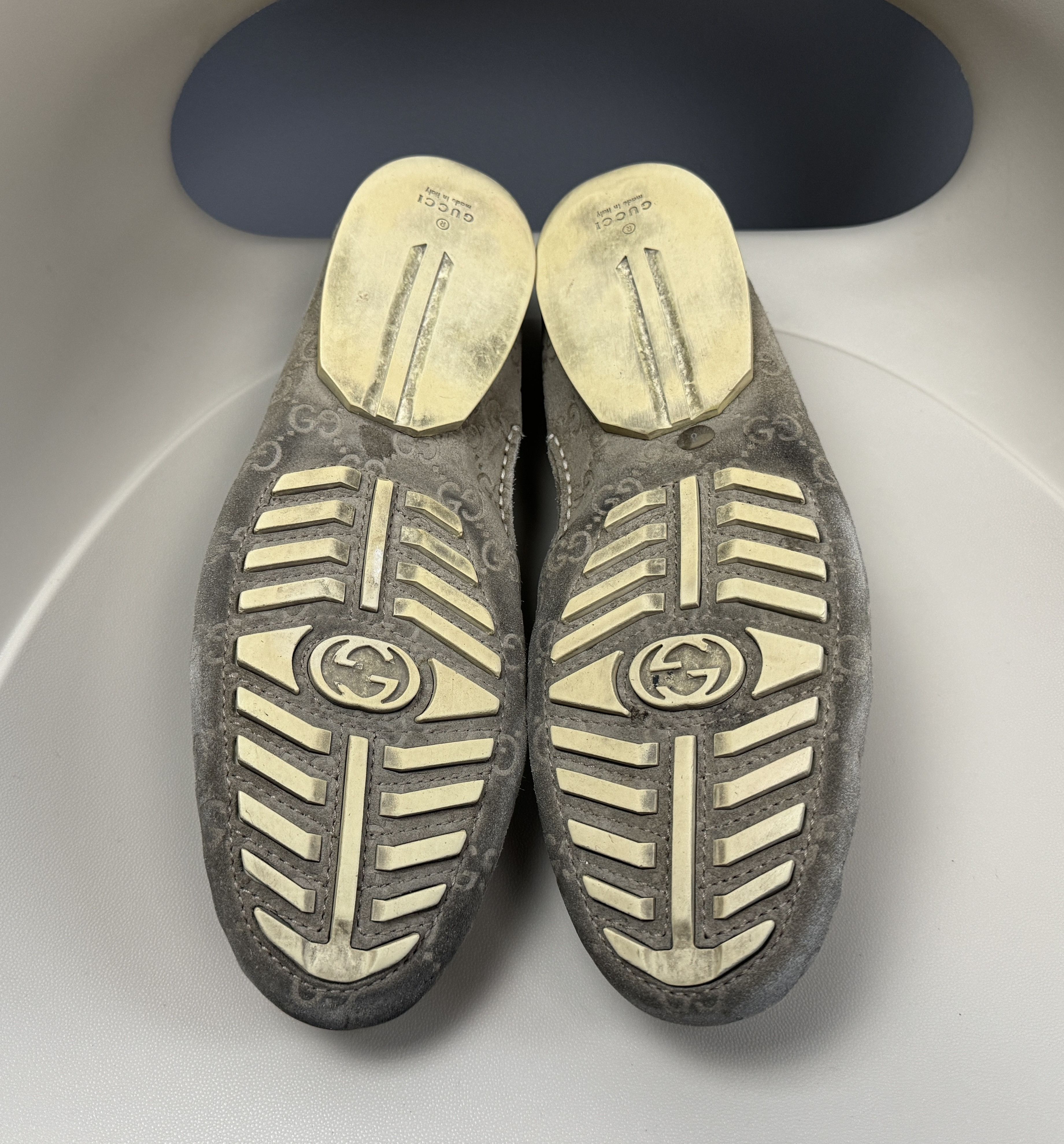 Gucci Gucci Suede GG Monogram Loafers Flats Olive Gray Size 8 Size US 9 / EU 42 - 8 Thumbnail