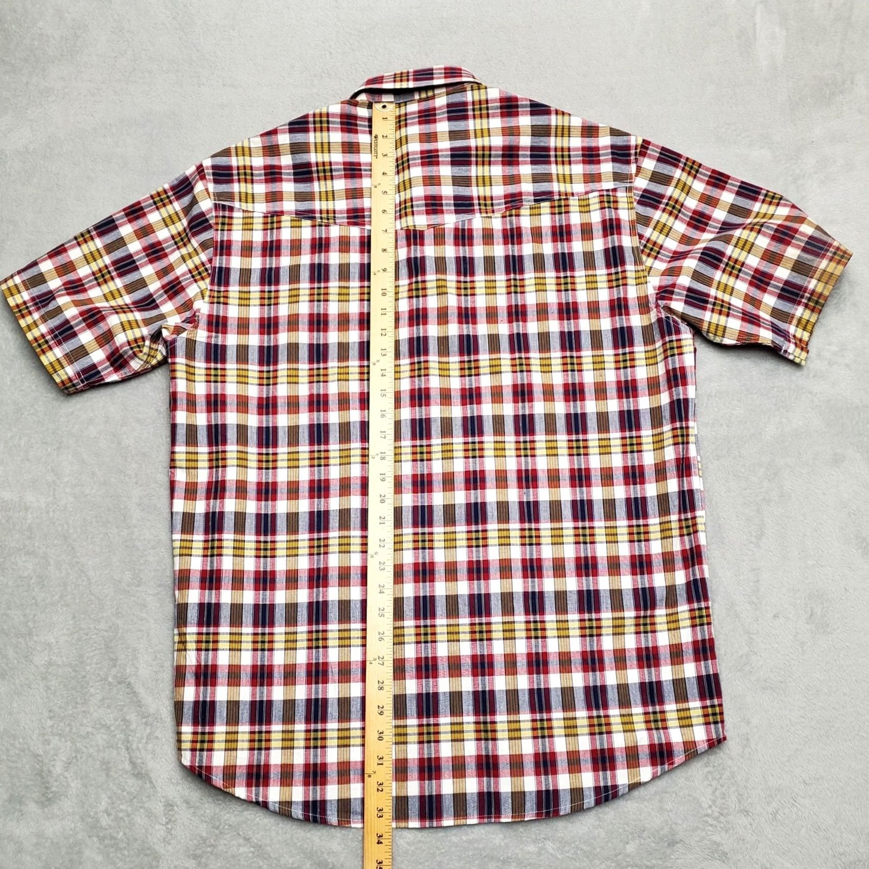 Roper Roper Shirt Mens Large Multi Color Plaid Pearl Snap Short Sleeve Western Casual Shirt Size US L / EU 52-54 / 3 - 6 Thumbnail