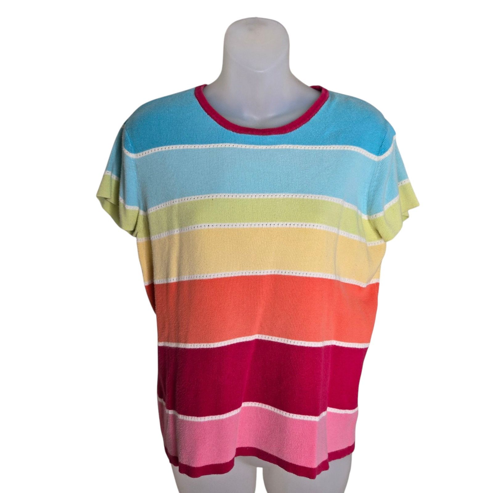 Other Talbots Womens Striped Sweater Large Short Sleeves Cotton Size L / US 10 / IT 46 - 4 Thumbnail
