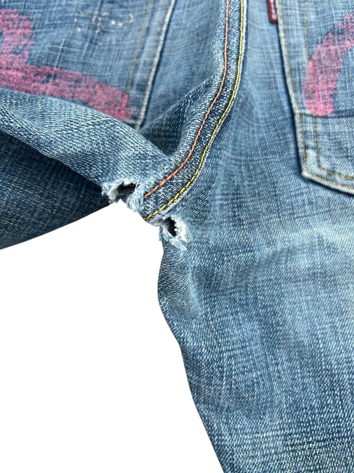Kapital Thrashed Vintage Evisu Selvedge Denim Jeans Size US 32 / EU 48 - 15 Thumbnail