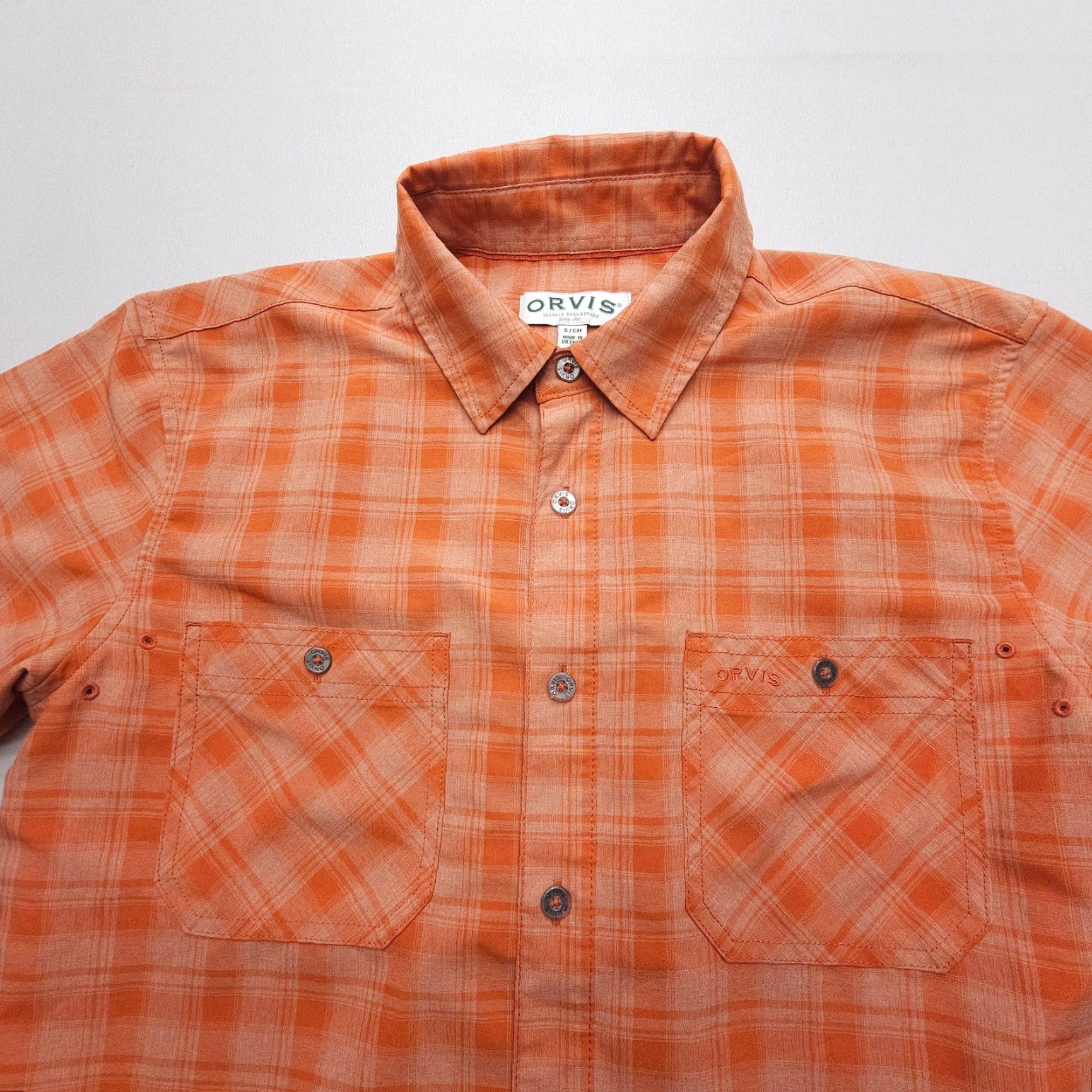 Orvis Orvis Shirt Mens Small Orange Short Sleeve Button Light Stretch Fishing Hiking Size US S / EU 44-46 / 1 - 3 Thumbnail