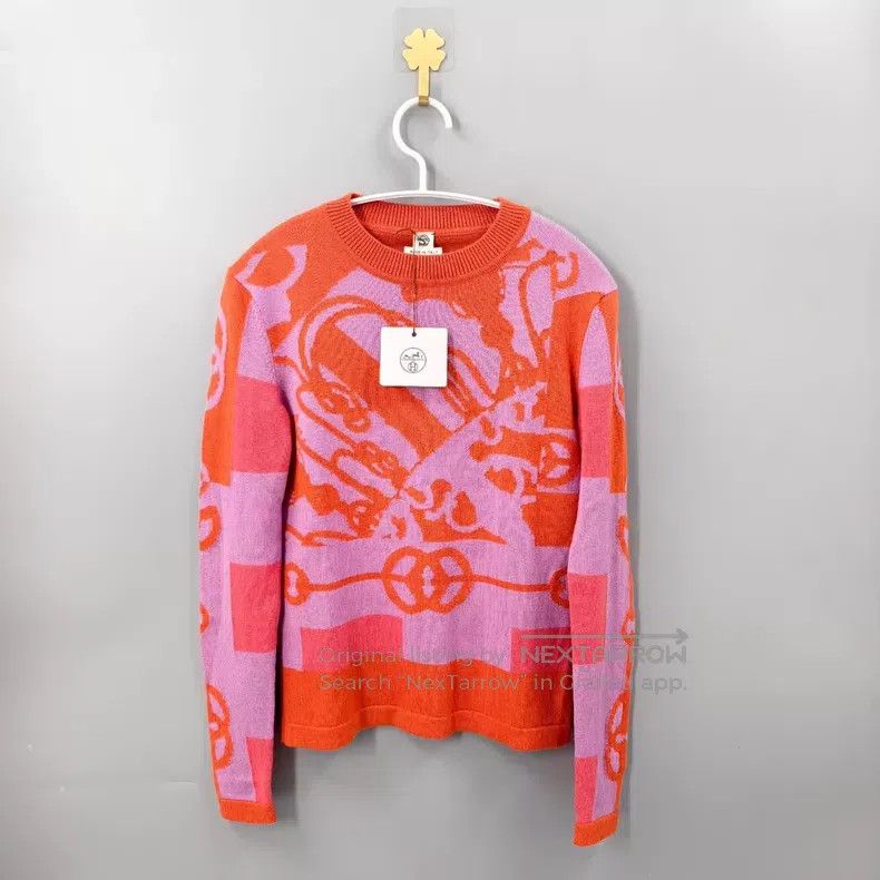 Hermes Hermes Orange and Pink Colorblock Cashmere Knit Sweater Size XXS / US 00 / IT 34 - 1 Thumbnail