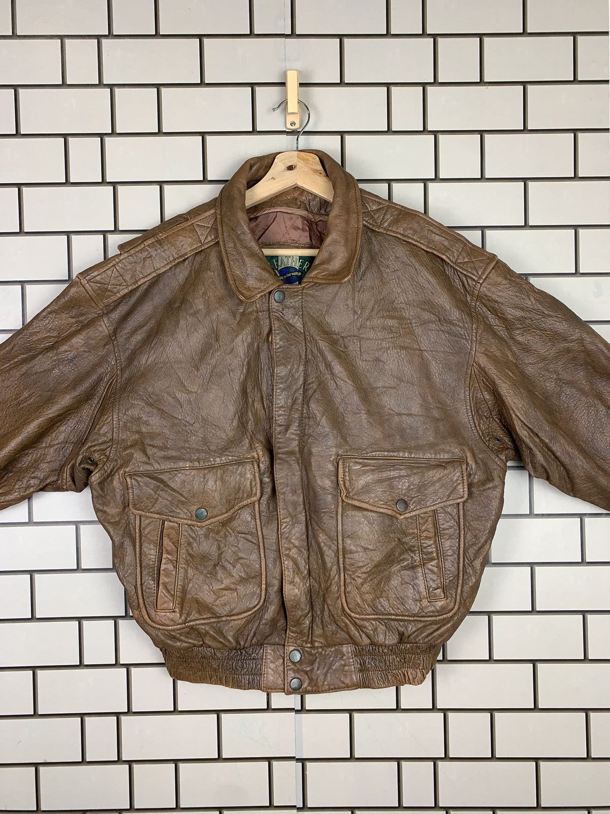 14th Addiction Vintage Japanese Brand Leather Bomber Jacket Size US L / EU 52-54 / 3 - 9 Thumbnail
