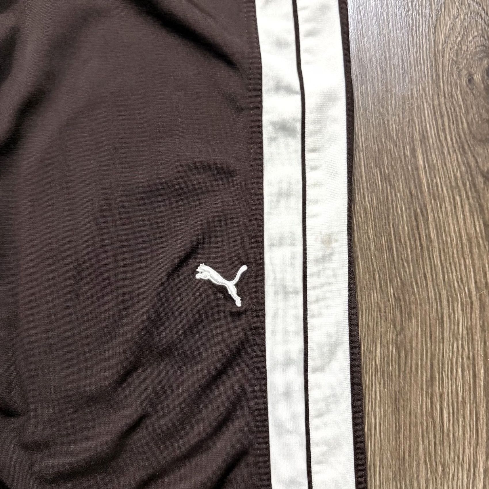 Puma VINTAGE Puma Track Pants Mens M Brown Side Stripe Relaxed Athletic Fit Size US 31 - 3 Thumbnail