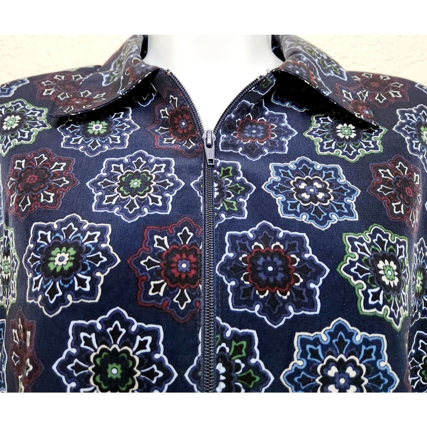 Other VTG BonWorth Blue Floral Print Full Zip Collard Blazer Small Size S / US 4 / IT 40 - 2 Thumbnail