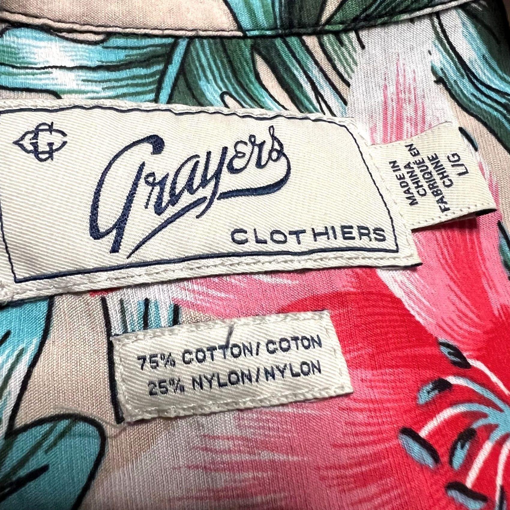 Grayers Grayers Cotton Nylon Floral Button-Up Shirt Mens Large Short Sleeve Tropical Pink L Mens Size US L / EU 52-54 / 3 - 6 Thumbnail