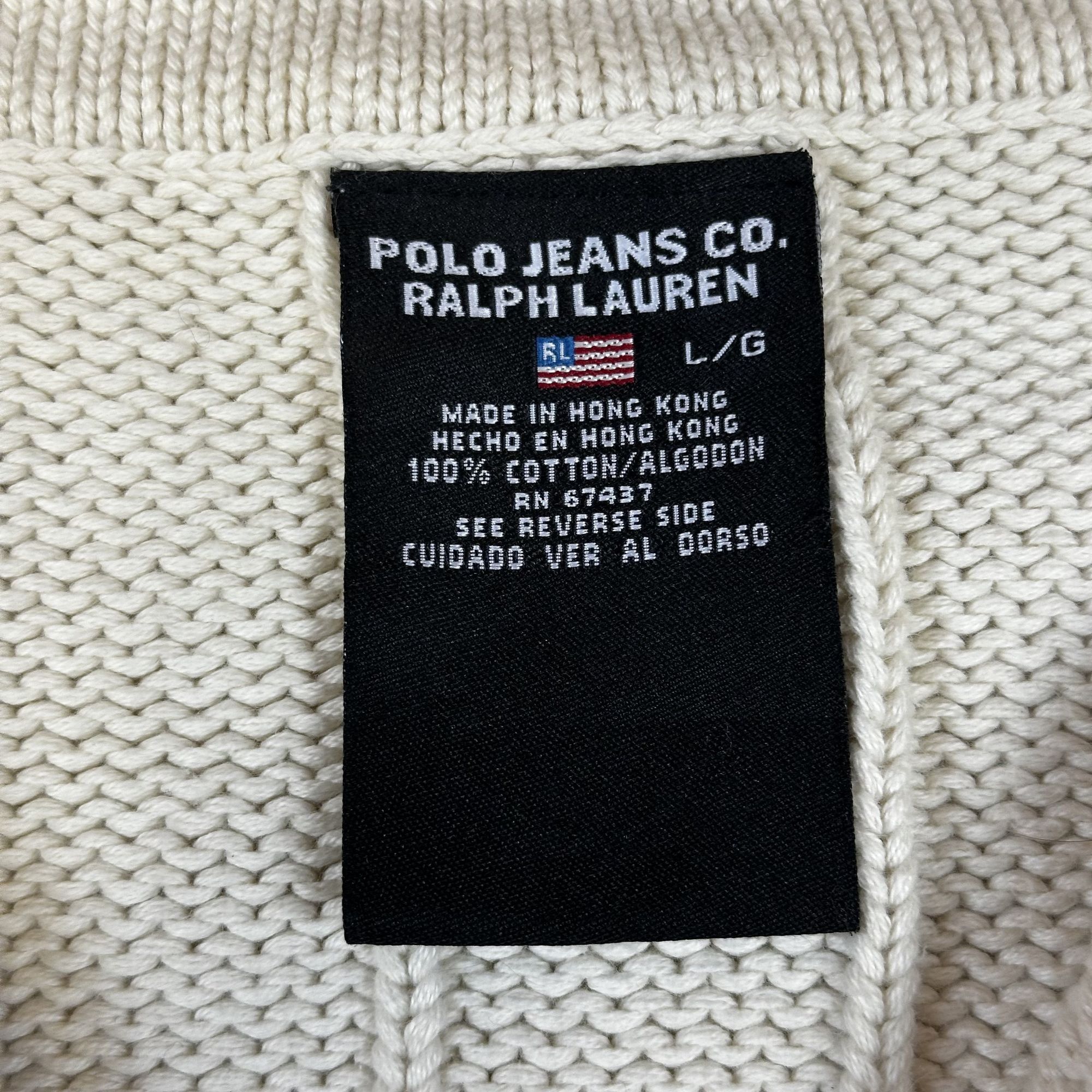Ralph Lauren Ralph Lauren Polo Jeans Co. L/G Cream Ribbed Half-Zip Cotton Size US L / EU 52-54 / 3 - 3 Thumbnail