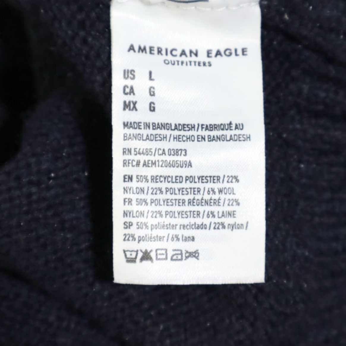 Vintage American Eagle Aztec Knit Navy Men's L Hoodie Shirt (Adult) Size US L / EU 52-54 / 3 - 7 Thumbnail