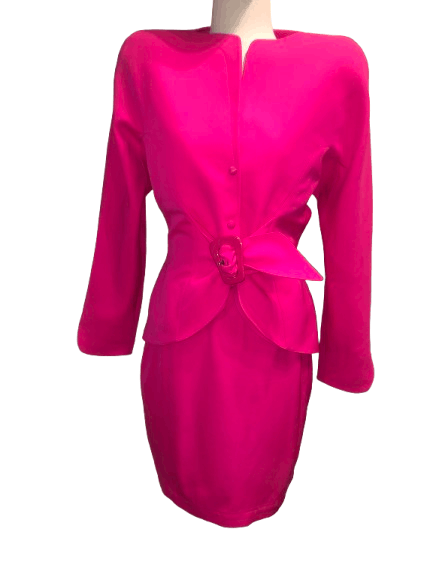 Thierry Mugler Fluo Pink Skirt Suit Size M / US 6-8 / IT 42-44 - 1 Thumbnail