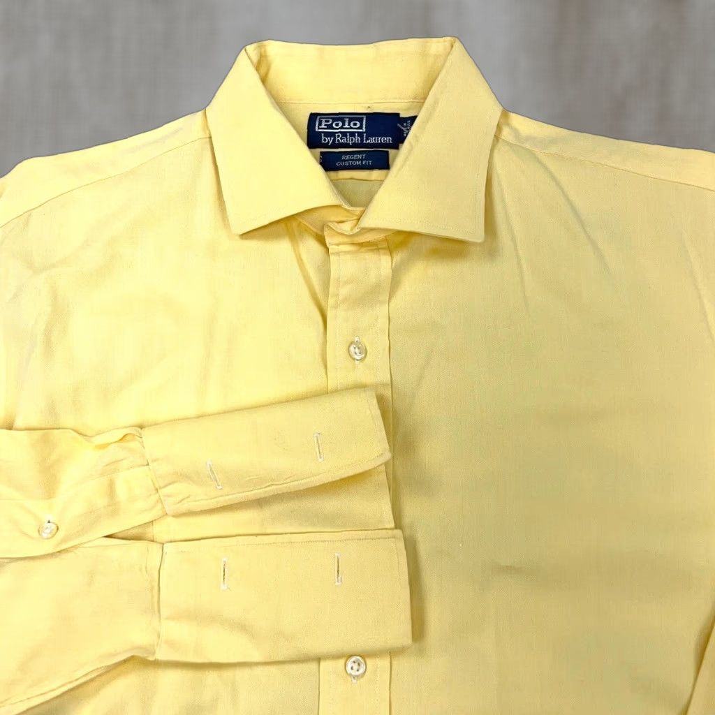 Polo Ralph Lauren VINTAGE Polo Ralph Lauren Shirt Men 17 34 Yellow Button Up Regent French Cuff Custom Fit Size US XL / EU 56 / 4 - 1 Thumbnail