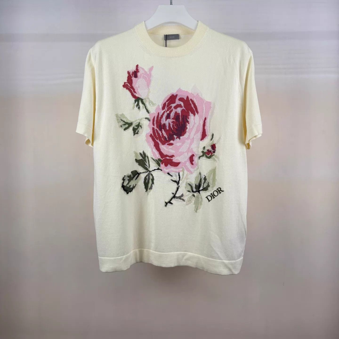 Dior Dior Embroidered Floral Knit SS Beige Rose XL/XXL Size XL / US 12-14 / IT 48-50 - 1 Thumbnail