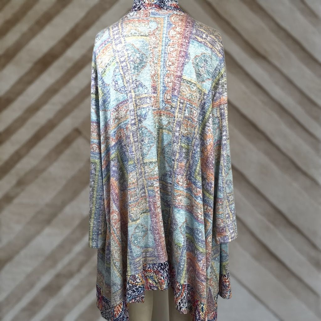 Avenue AVENUE Women's 26/28 Multicolor Open Front Long Sleeve Cardigan Sweater Size 4XL / US 24-26 - 1 Thumbnail