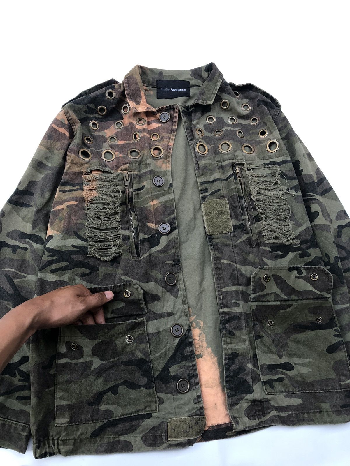 14th Addiction Vintage Rare Military Distressed Studded Jacket Punk Style Size US L / EU 52-54 / 3 - 7 Thumbnail