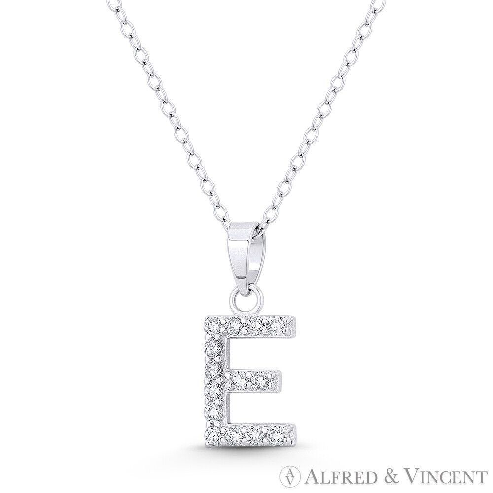 Other Initial "E" CZ Crystal Pendant w/ Cable Chain Necklace Size ONE SIZE - 1 Preview