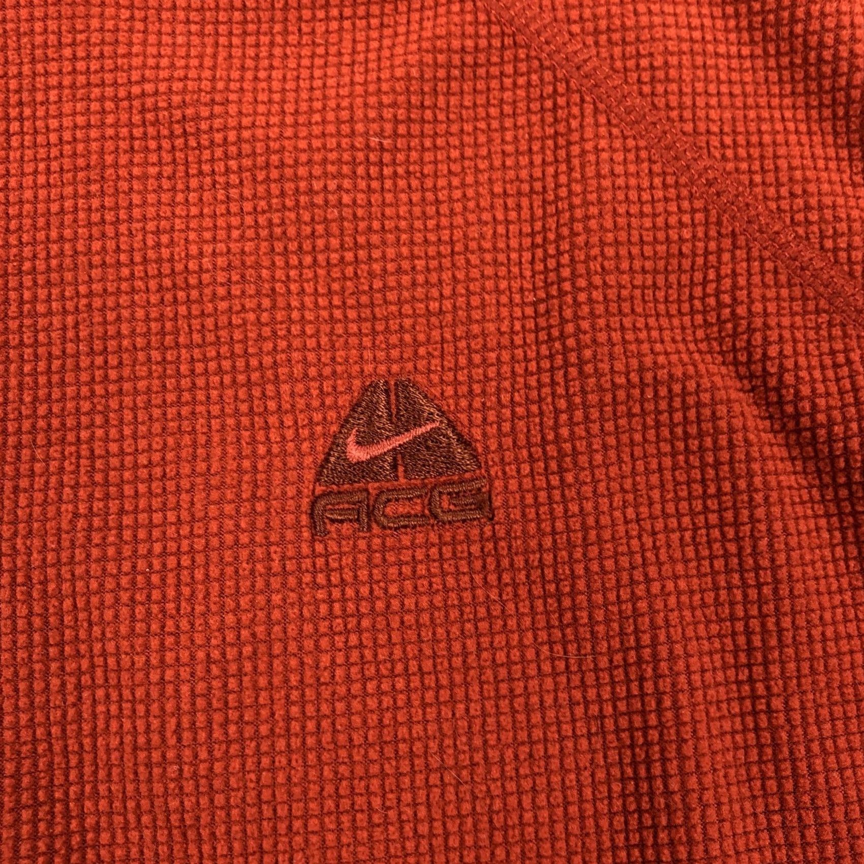 Nike ACG Nike ACG Pullover Top Mens L 1/4 Zip Fleece Grid Rust Orange Activewear Mock Neck Raglan Sleeve Size US L / EU 52-54 / 3 - 3 Thumbnail