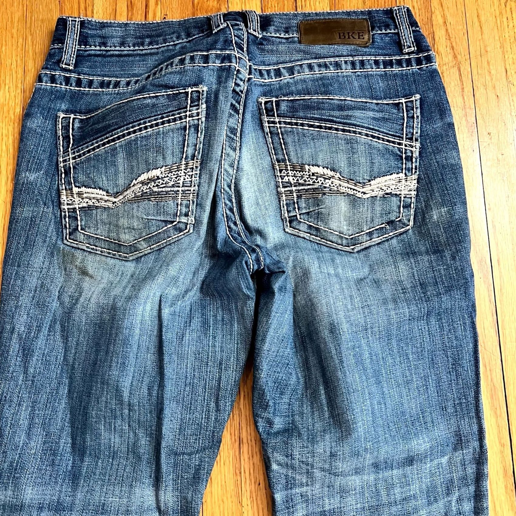 BKE BKE Jeans Mens 31 Blue Buckle Jake Straight Thick Stitch Size US 31 - 4 Thumbnail