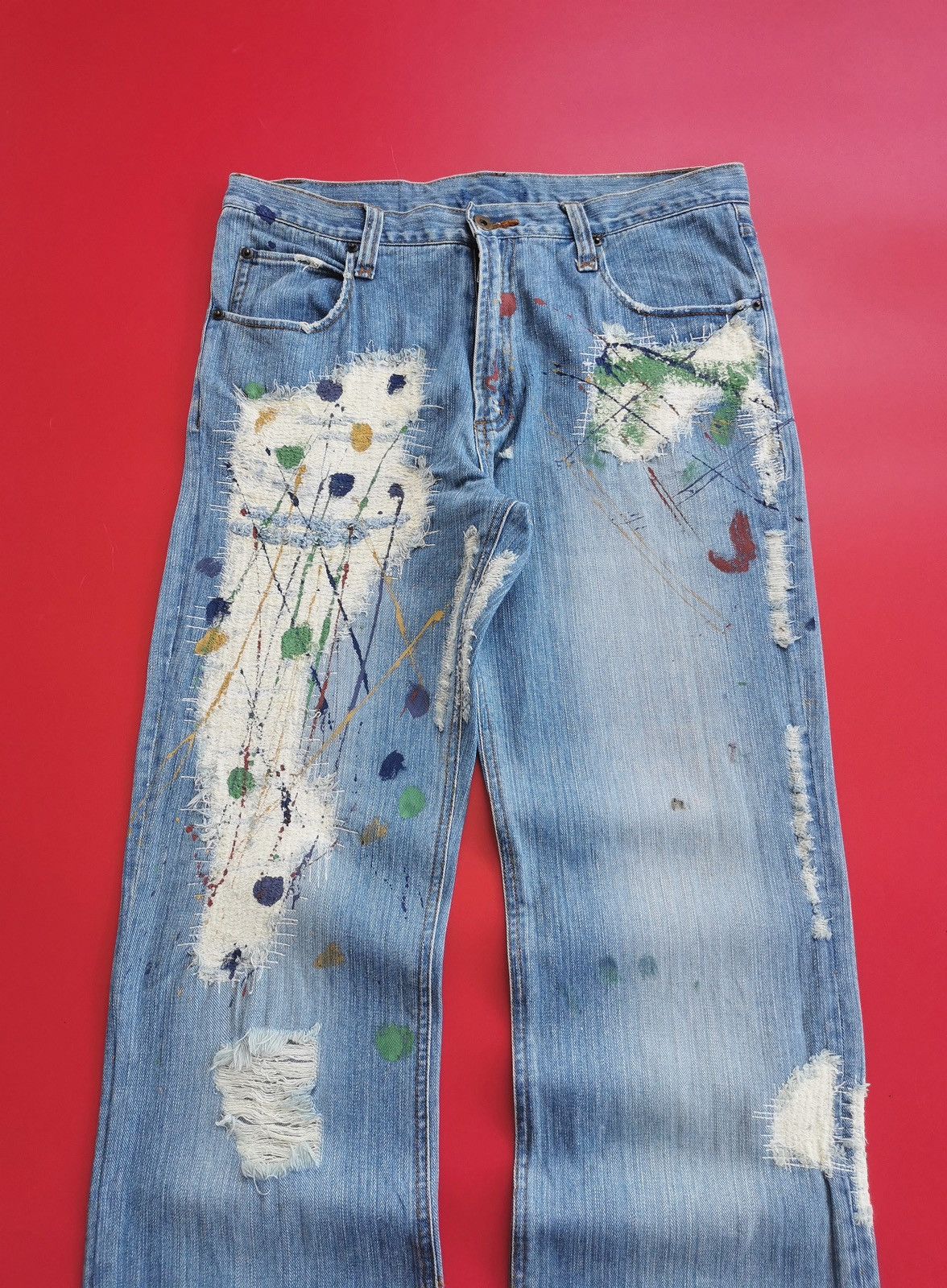 Arts & Science Boro Paint Splatter Dots G-Land Edge Denim Jeans Size US 32 / EU 48 - 1 Thumbnail