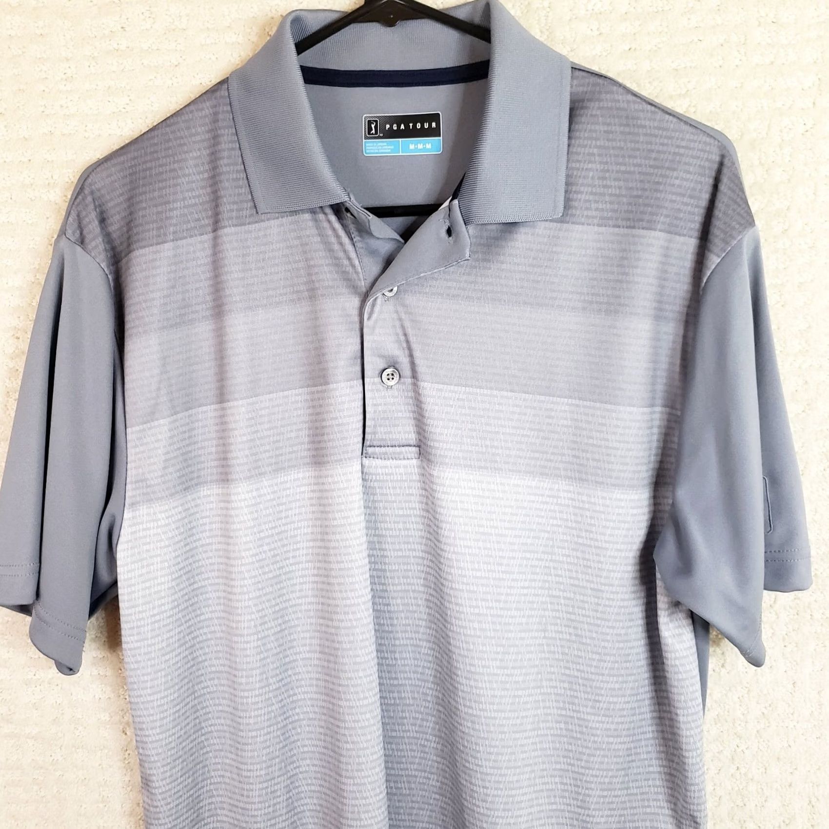 Vintage Pro Tour Polo Shirt Golf Mens Medium Gray Striped Moisture Control Top Size US M / EU 48-50 / 2 - 2 Thumbnail