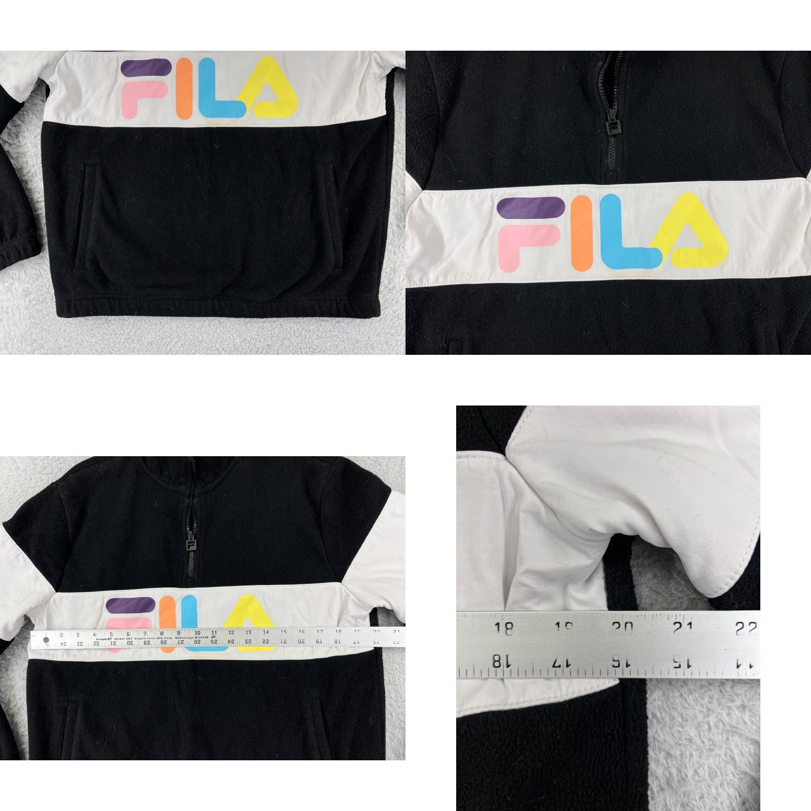 Fila VINTAGE FILA Sweater Womens Small Black Logo 1/4 Zip Mock Neck Fleece Size S / US 4 / IT 40 - 8 Thumbnail