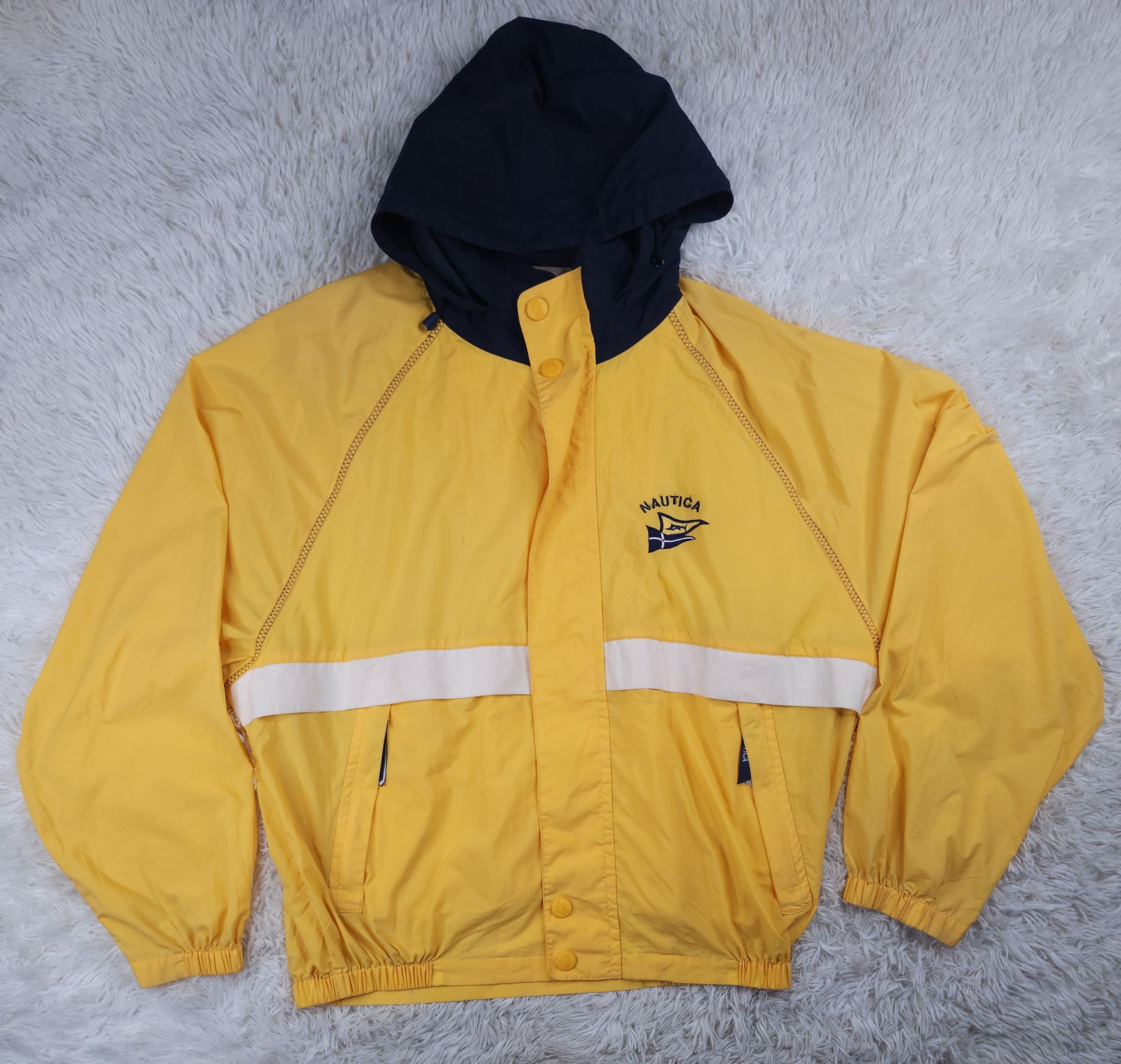 Nautica Vintage Nautica full zip yellow windbreaker hoodied jacket Size US XL / EU 56 / 4 - 1 Thumbnail