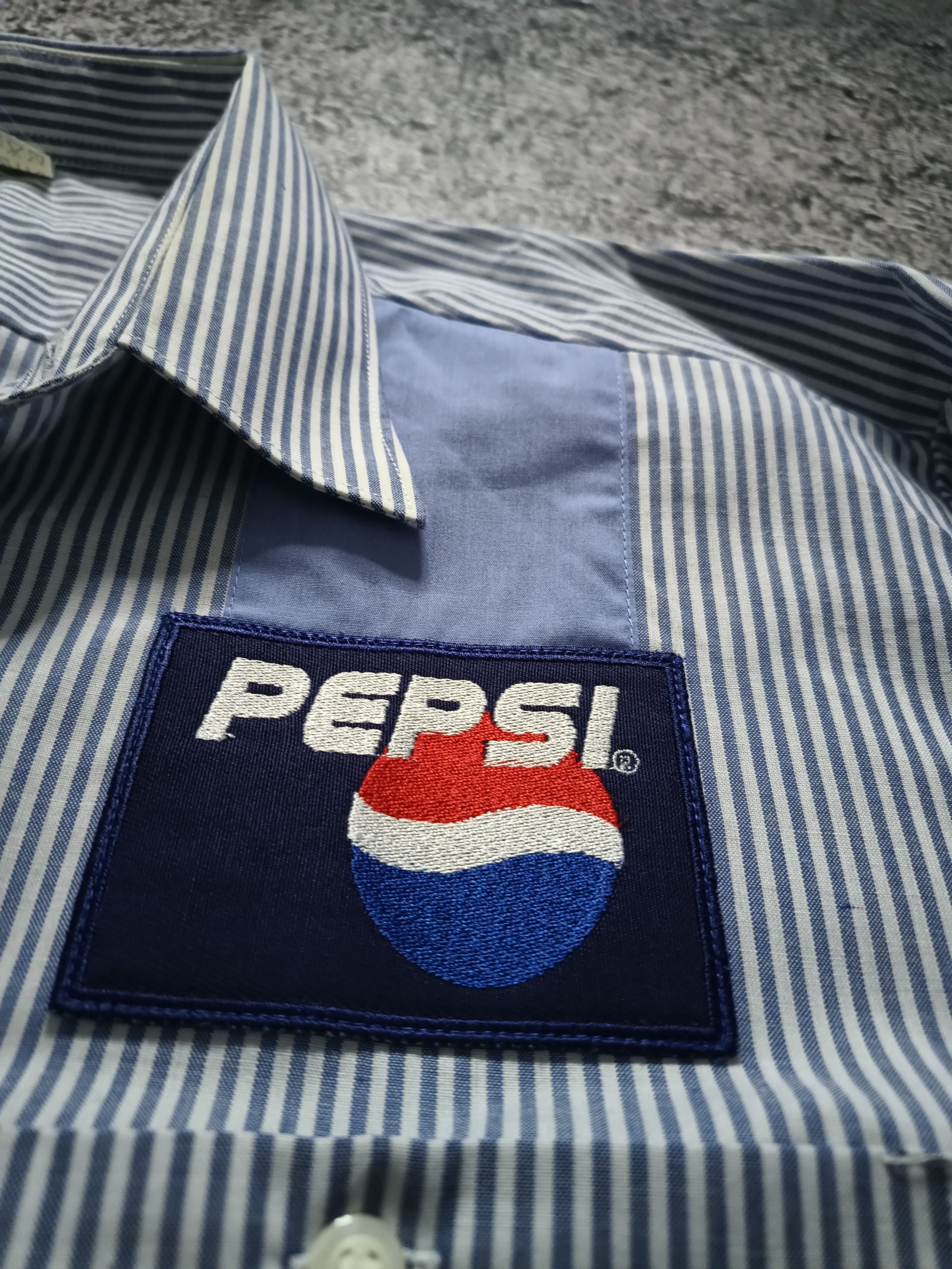 Pepsi × Vintage Vintage Pepsi Patch Striped Work Shirt Size US L / EU 52-54 / 3 - 2 Thumbnail