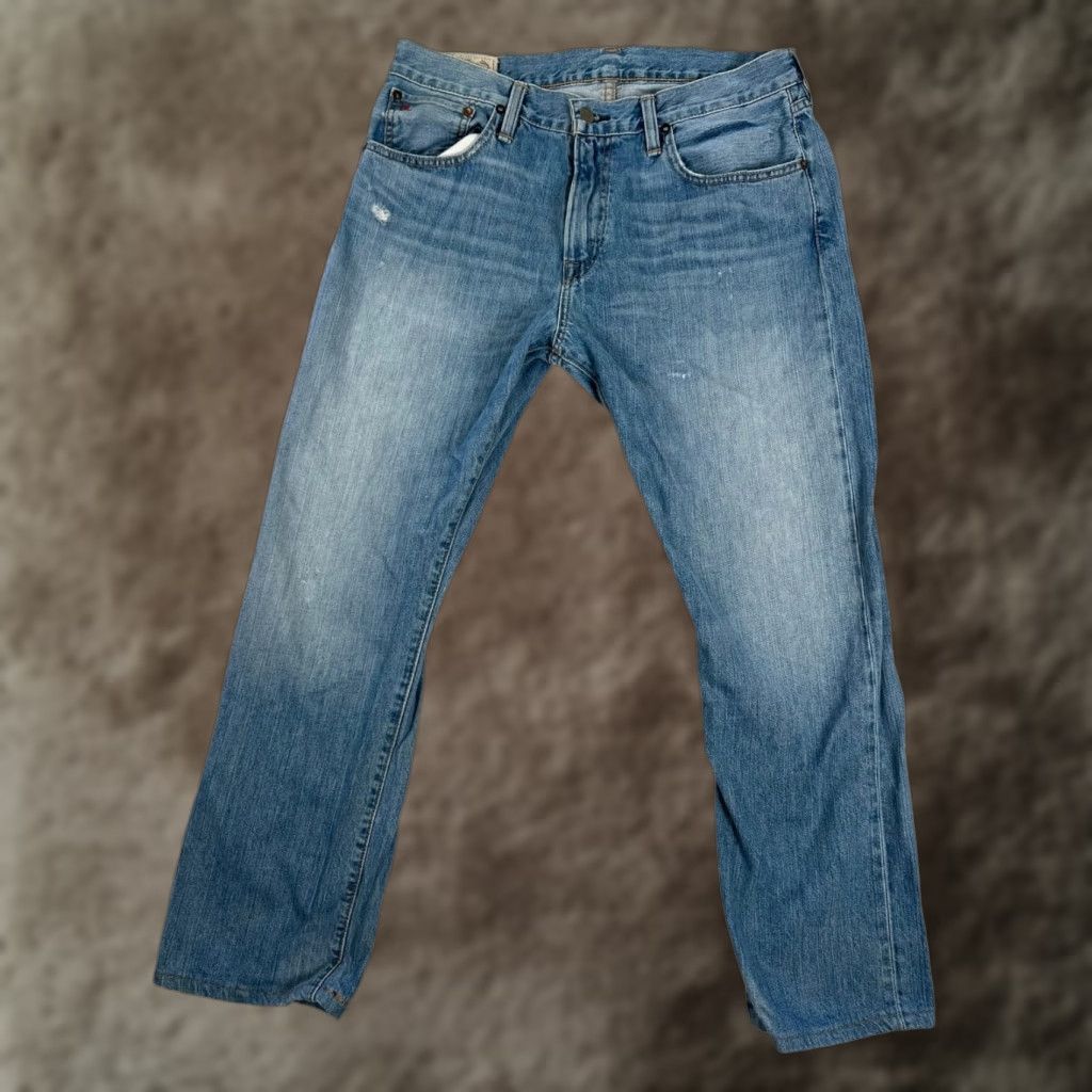 Polo Ralph Lauren VINTAGE Polo Ralph Lauren Jeans Denim 34x29 Relaxed Straight 5-Pocket Logo Blue Men 90s Retro USA Polo Ralph Lauren Jeans Breaks-READ Altered Size US S / EU 44-46 / 1 - 1 Thumbnail