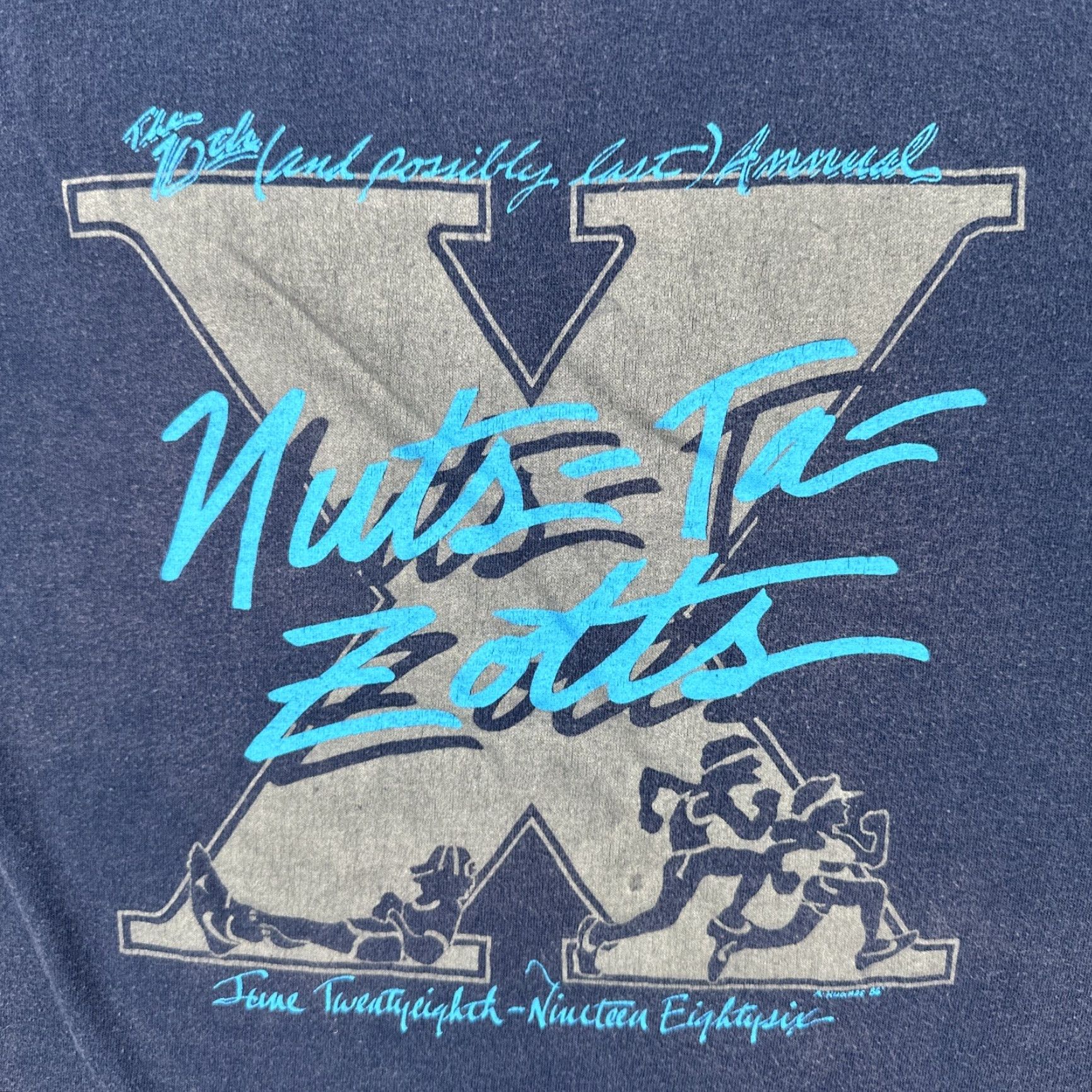 Nike VINTAGE Nike Blue Tag L Blue T Shirt SS Made In USA 1986 Nuts Ta Zotts Marathon Tee Mens Size US L / EU 52-54 / 3 - 5 Thumbnail