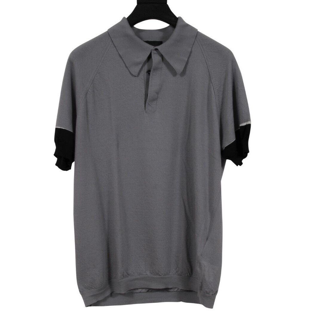 Prada Polo Knit Size IT 52 Gray Wool Silk Blend Size US L / EU 52-54 / 3 - 1 Thumbnail