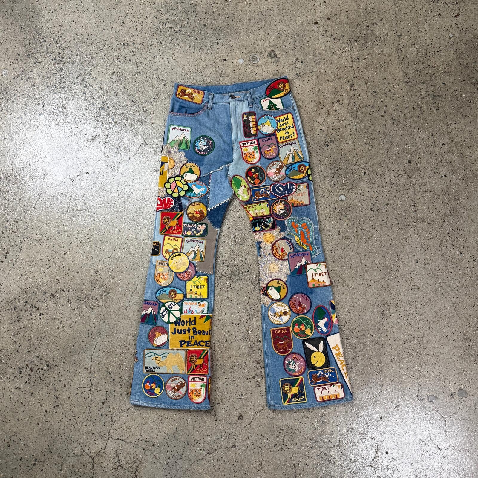 Kapital Kapital 12.5oz Denim Patch 5P Rat Flare Pants Size US 32 / EU 48 - 1 Thumbnail
