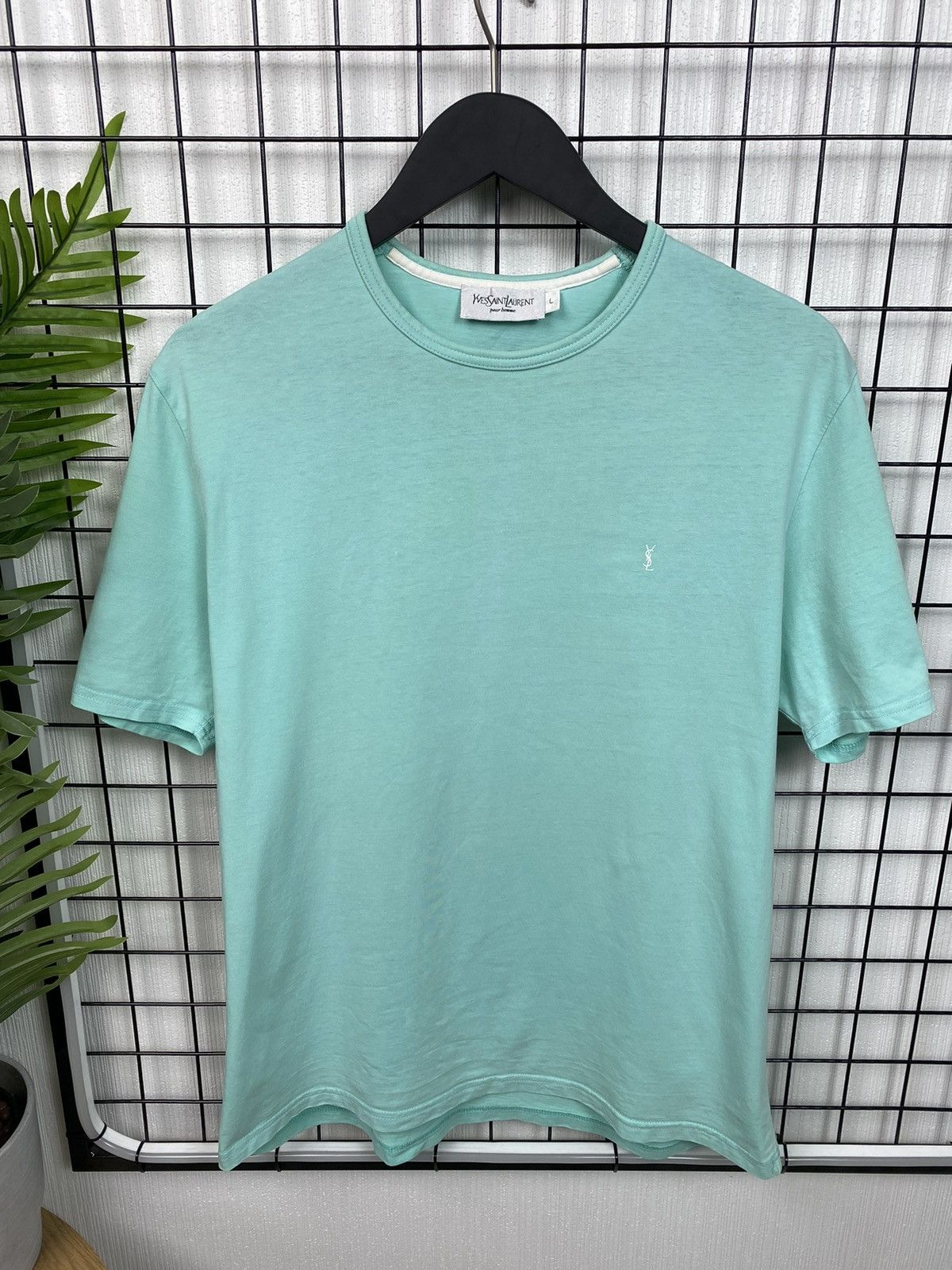 Yves Saint Laurent Vintage 90s Yves Saint Laurent YSL T Shirt rare turquoise Size US L / EU 52-54 / 3 - 1 Thumbnail