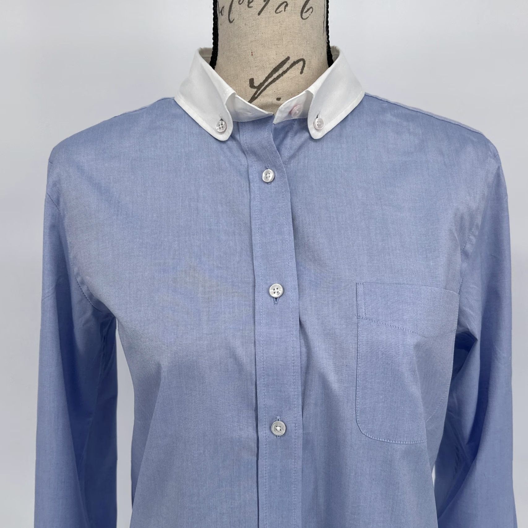 Coach Coach Shirt Womens 10 Blue Chambray Contrast Collar Button Front Cotton Size L / US 10 / IT 46 - 2 Thumbnail