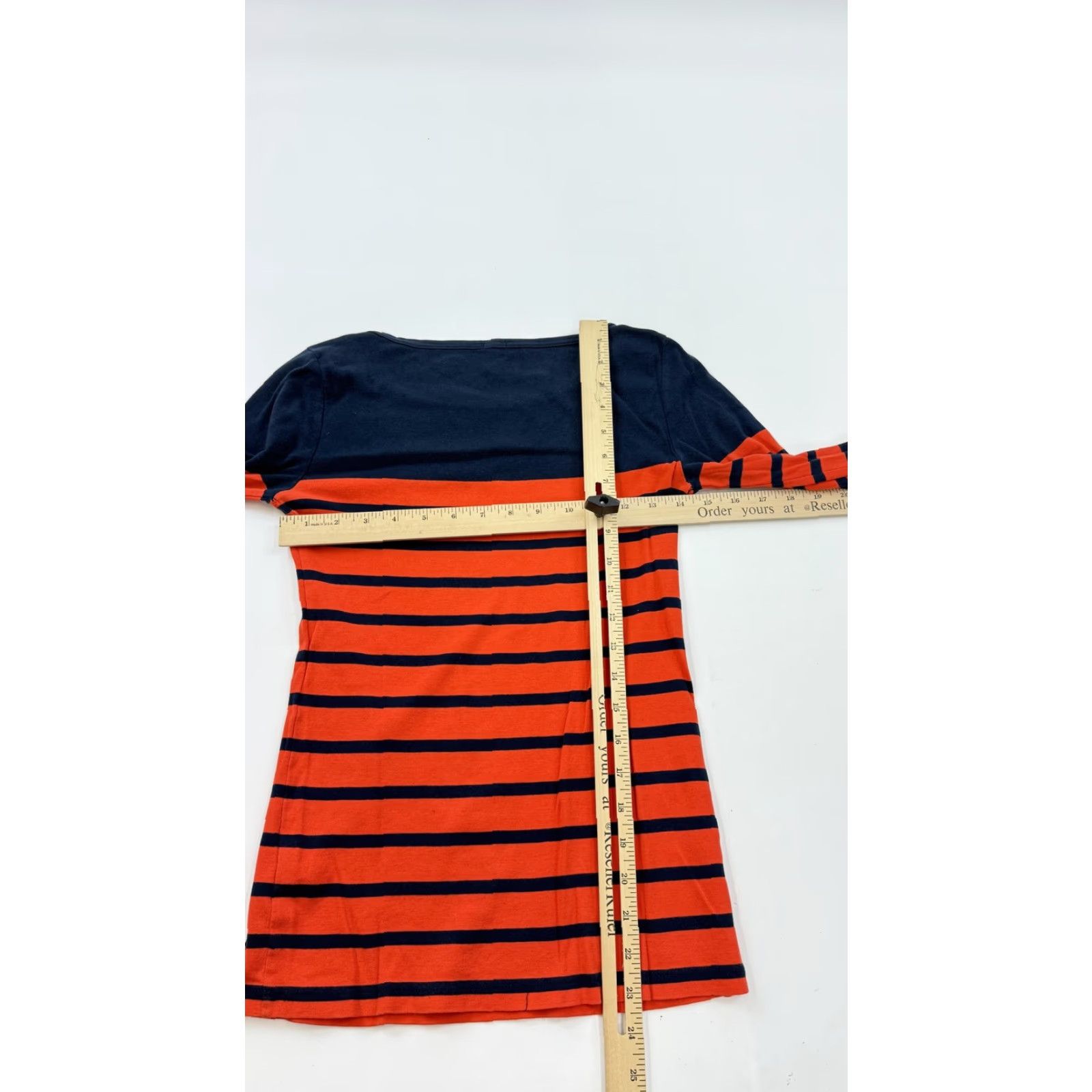 J.Crew J.Crew Shirt Womens Small Orange Navy Stripe Boat Neck Long Sleeve Cotton Top Size S / US 4 / IT 40 - 5 Thumbnail